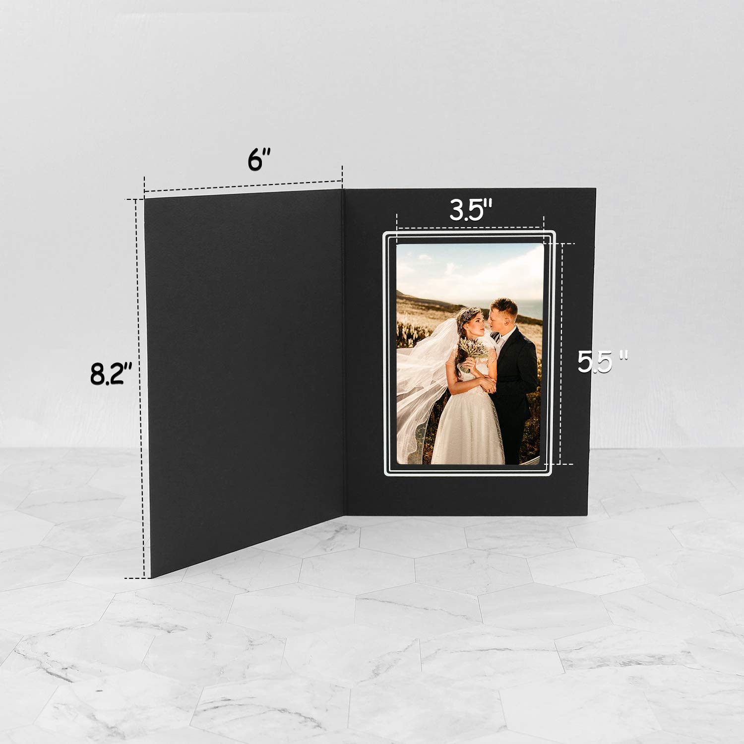 Premium 4x6 Photo Folders - Pack of 25 Cardboard Picture Frames with Silver Lining | Elegant Greeting & Invitation Cards for Graduation, Wedding, Christmas | Perfect for Special Events, Photo Displays & Memory Keepsakes