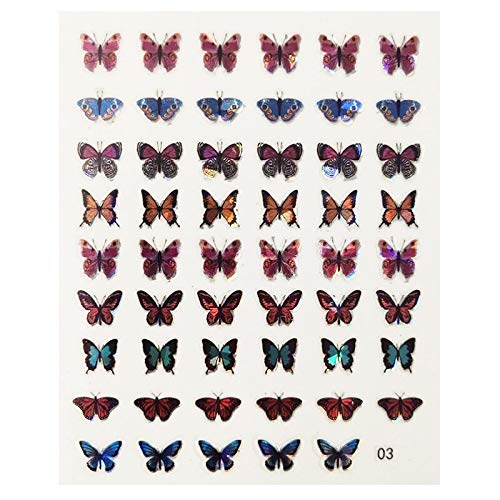 3D Holographic Butterfly Nail Stickers - Sparkly DIY Manicure Decals for Nail Art & Decor (03) - Perfect for Parties & Special Occasions