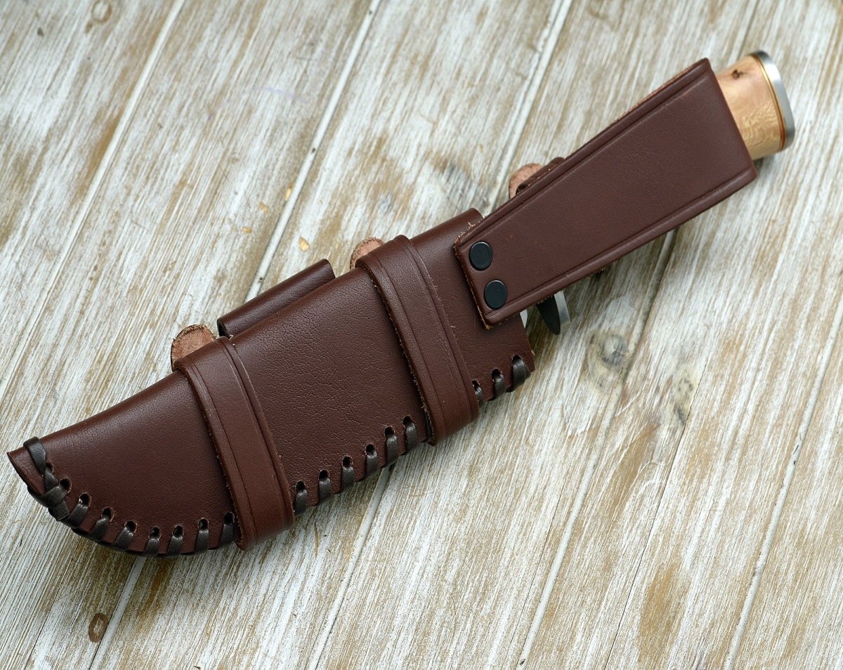 Premium Damascus Steel Bowie Knife with Exotic Leopard Wood Handle - Hunting, Camping & Outdoor Survival Essential