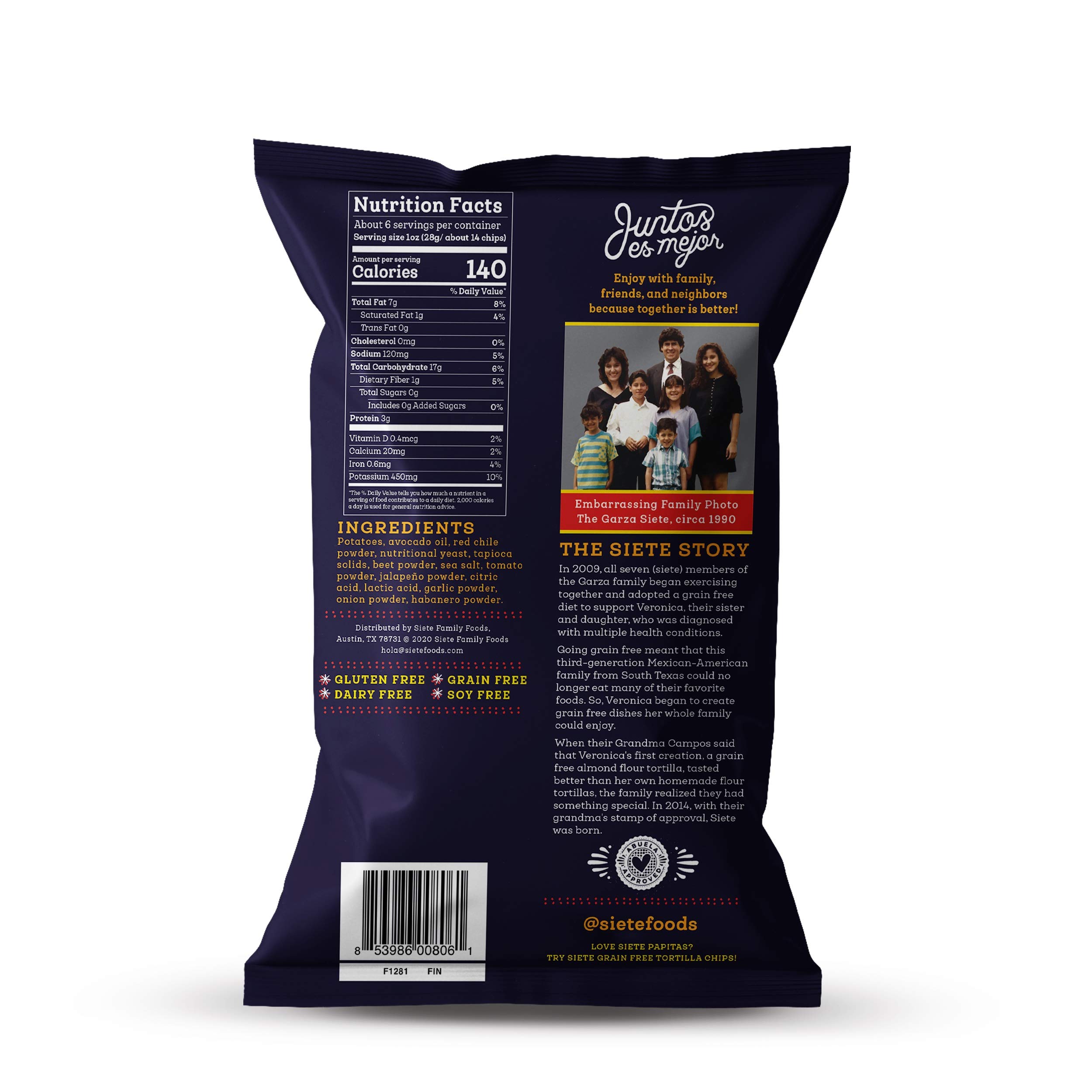 Siete Grain Free Potato Chips - Kettle Cooked Gluten Free Vegan Snacks, Non GMO, Fuego Flavor, 5.5oz (6-Pack) - Perfect for Keto Diet, Healthy Snacking & Party Platters
