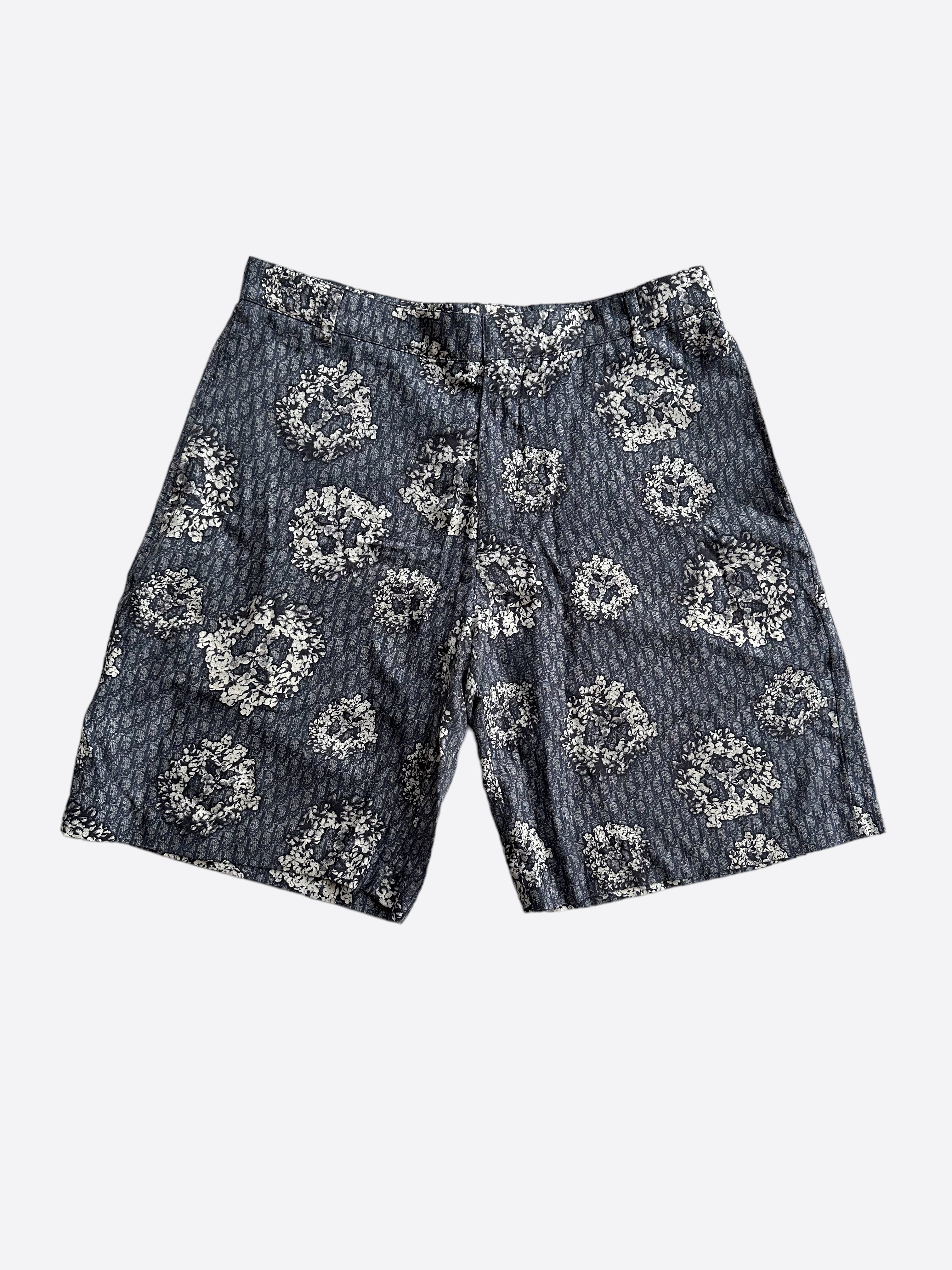Dior Denim Tears Navy & White Oblique Silk Shorts for Men - Luxury Designer Casual Shorts - Perfect for Summer Outfits, Beach Vacations & Streetwear Fashion