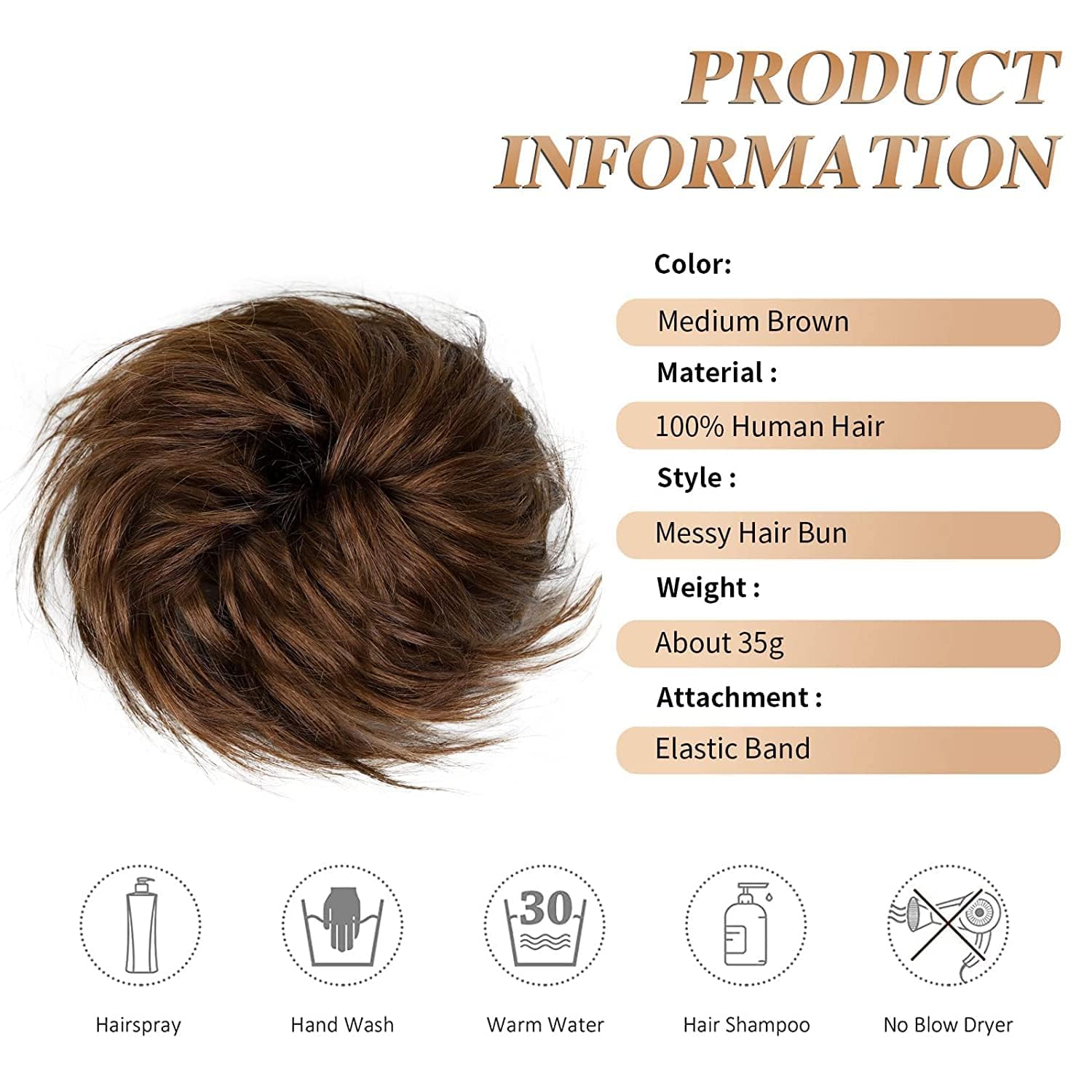Xfilm Hair Buns for Women - Thick Hair Extension Bun, Messy Wavy Ponytail Hairpiece (1 Piece, Brown) | Perfect for Everyday Wear, Parties & Special Occasions