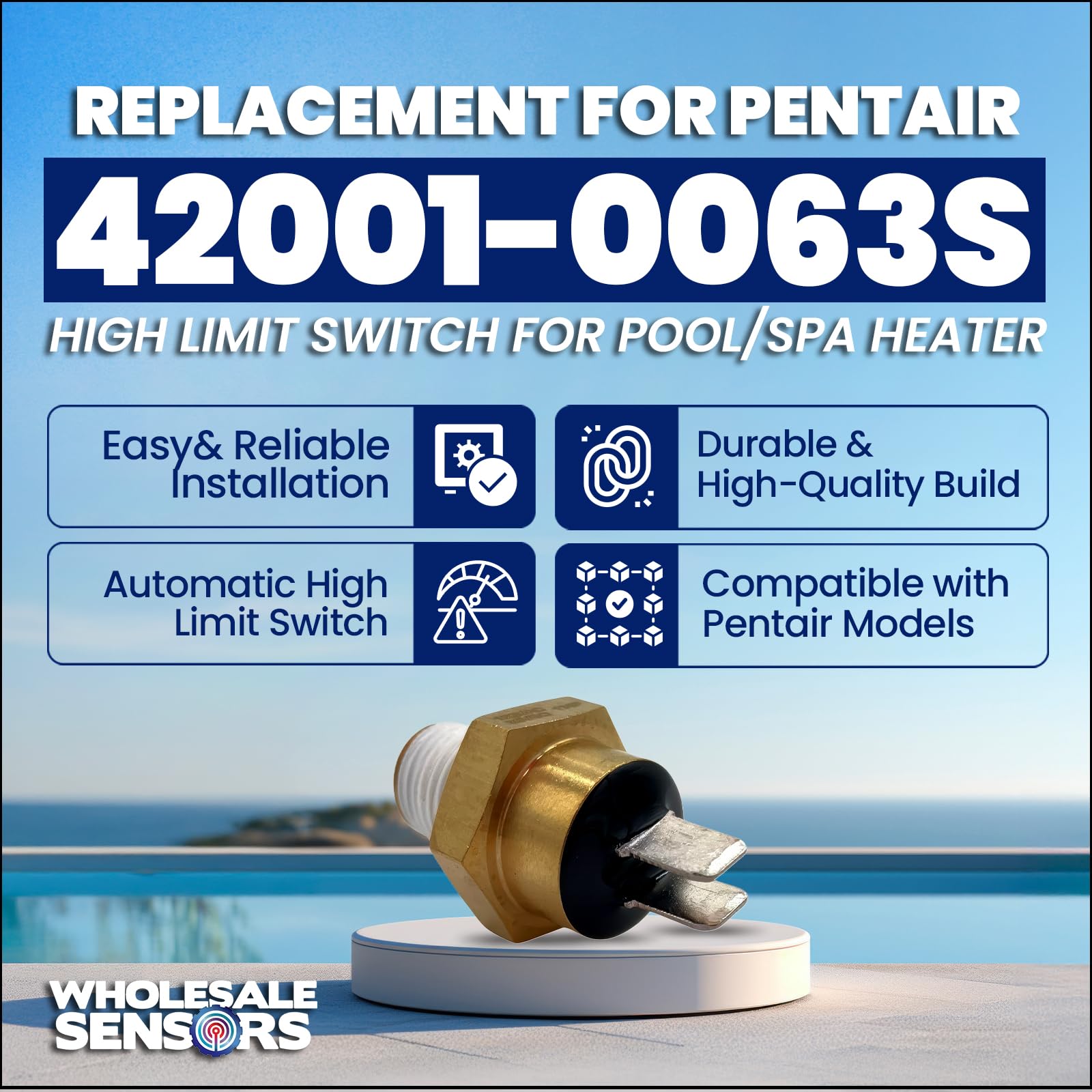 **Pentair 42001-0063S High Limit Switch Replacement - Compatible with Spa & Pool Heaters | Easy Install Water Heater Repair Part | Durable & Reliable | 12-Month Warranty & USA Support | Perfect for Home Pool Maintenance & Hot Tub Repairs**