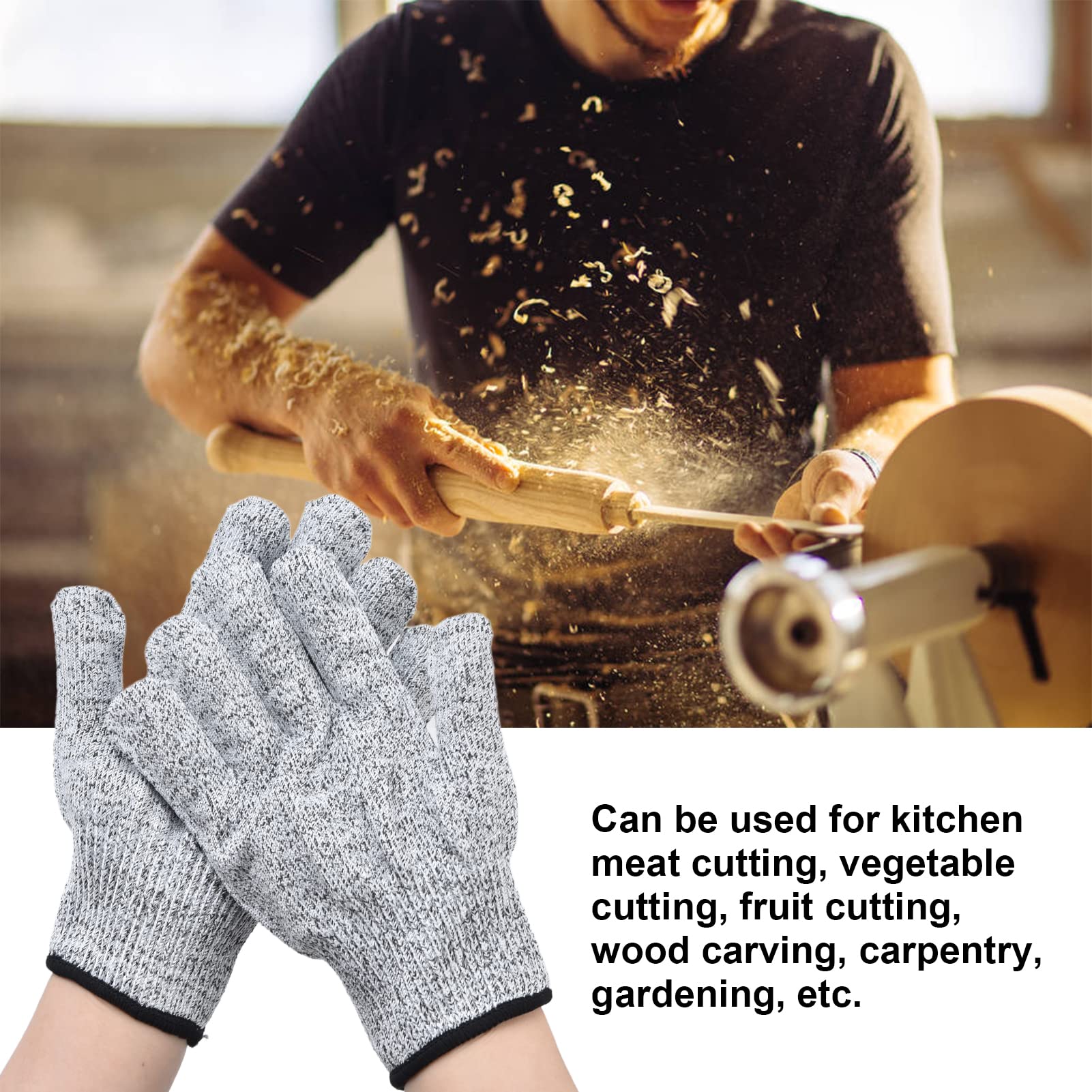 Cut Resistant Gloves for Gardening & Woodworking - Nylon Spandex Safety Gloves with Fine Workmanship, Machine Washable | Perfect for Outdoor Work, DIY Projects & Heavy Duty Protection
