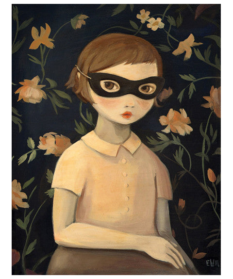 Masked Evaline Floral Wallpaper Art Print 8x10 - Vintage Gothic Home Decor for Living Room, Bedroom & Office Wall Art