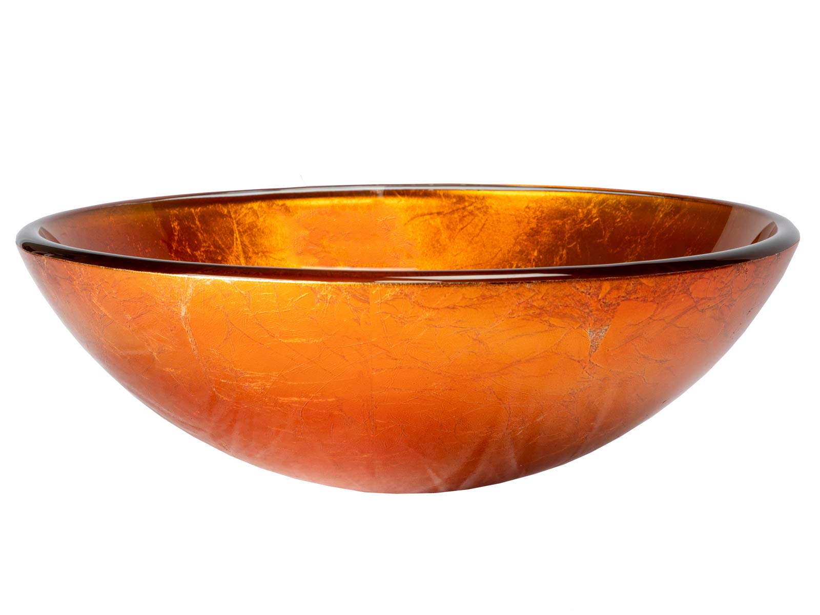 Stylish Orange Reflections Glass Vessel Sink - Modern Bathroom Vanity Sink for Contemporary Home Decor | Perfect for Powder Rooms, Guest Baths & Spa Retreats