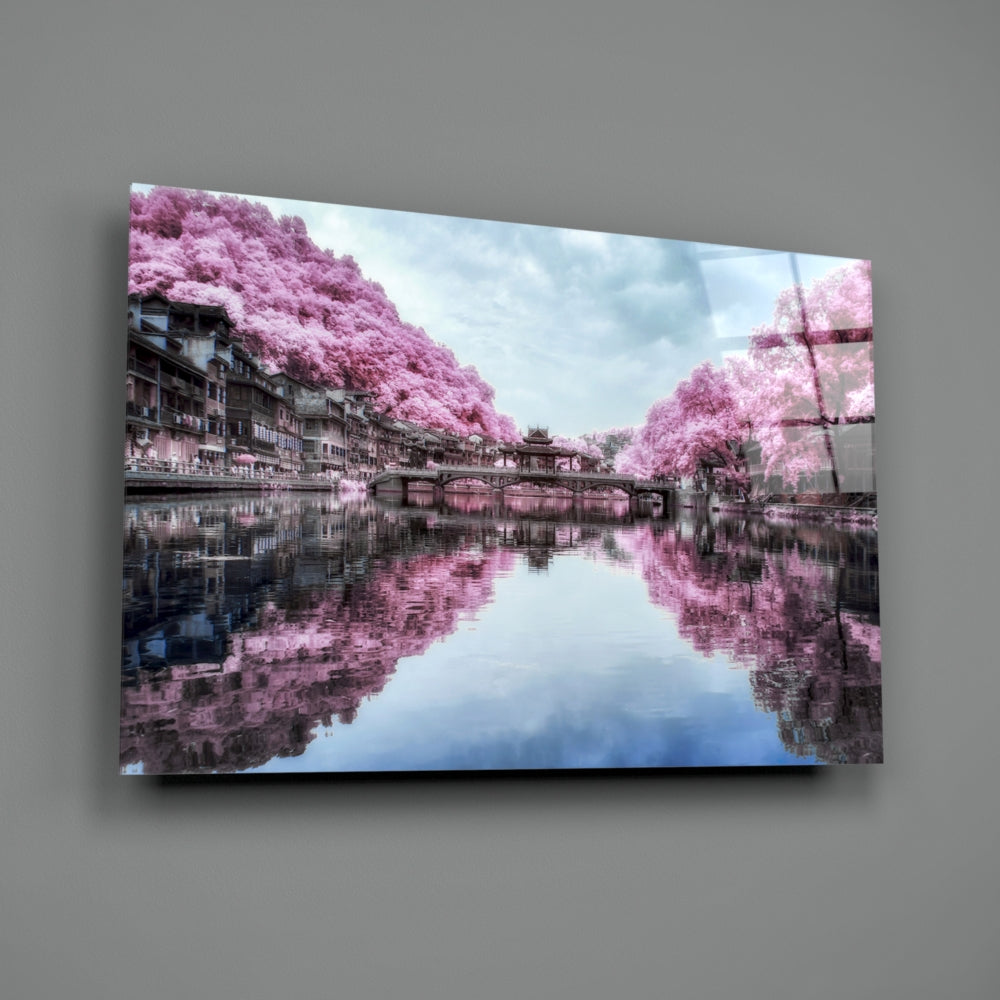 Pink Landscape Wall Art - Modern Abstract Canvas Painting for Home & Office Decor - Perfect for Living Room, Bedroom, and Workspace