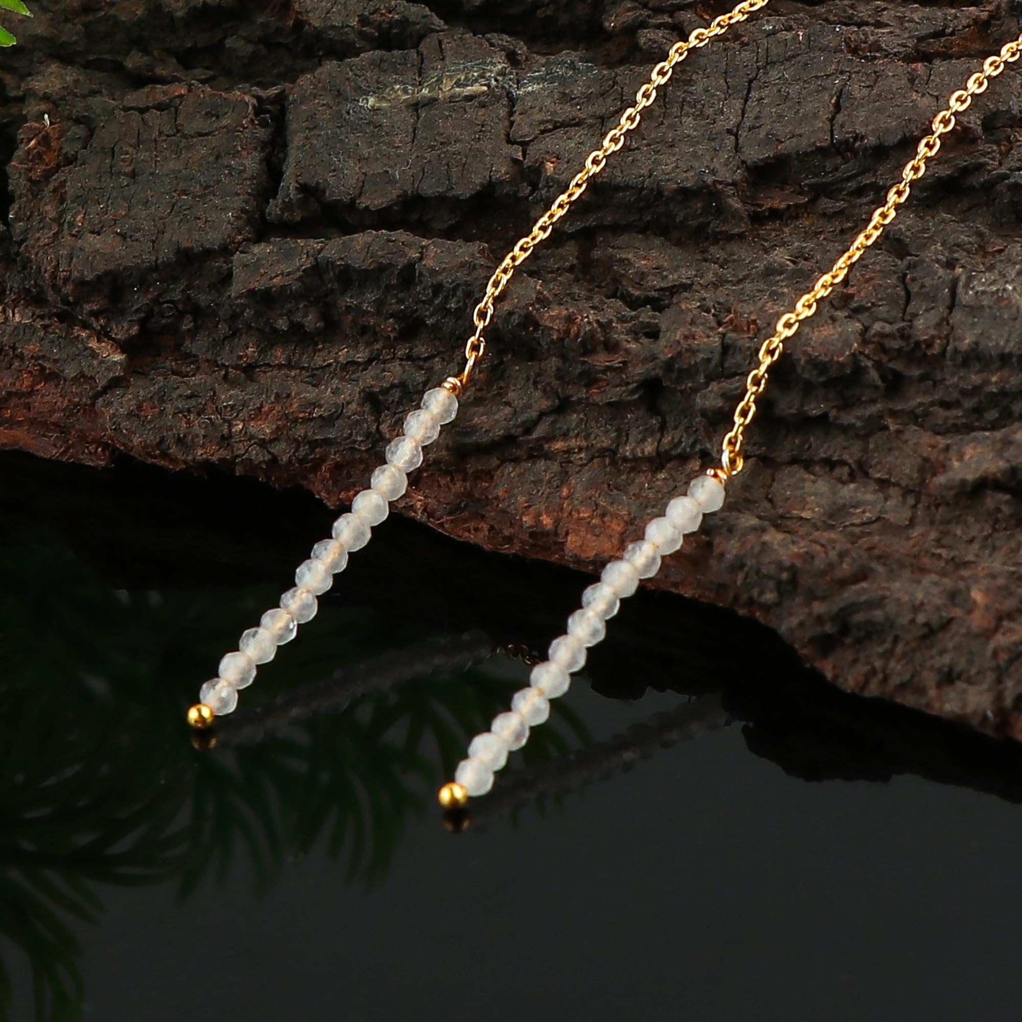Natural Rose Quartz Earrings - Dainty Gold Plated Threader Earrings with Genuine Gemstone Beads | February Birthstone Jewelry | Valentine's Day Gift for Women, Girlfriend & Wife | Perfect for Date Nights, Weddings & Special Occasions
