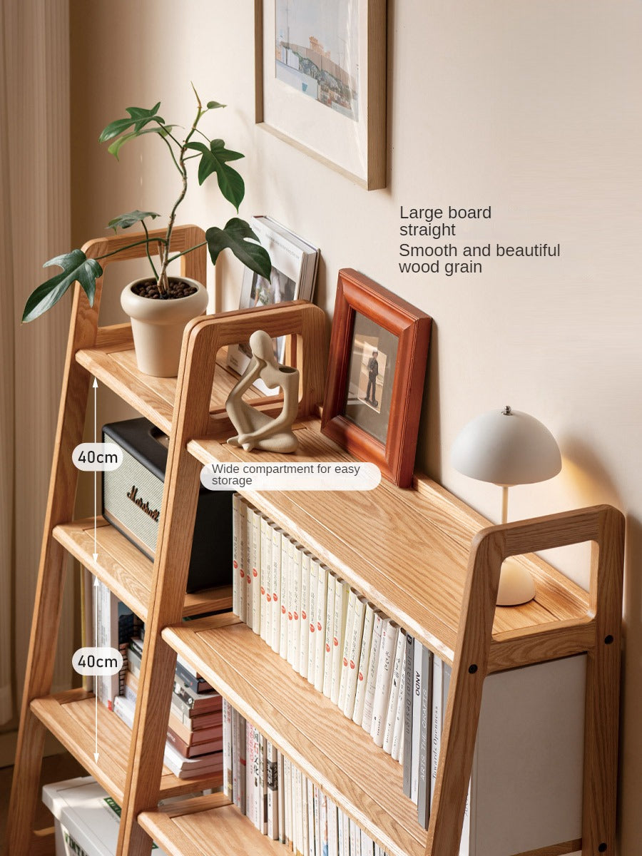 Solid Oak Wood Multi-Layer Shelf - Sturdy Bookshelf & Flower Stand for Home, Office, or Garden Storage & Display