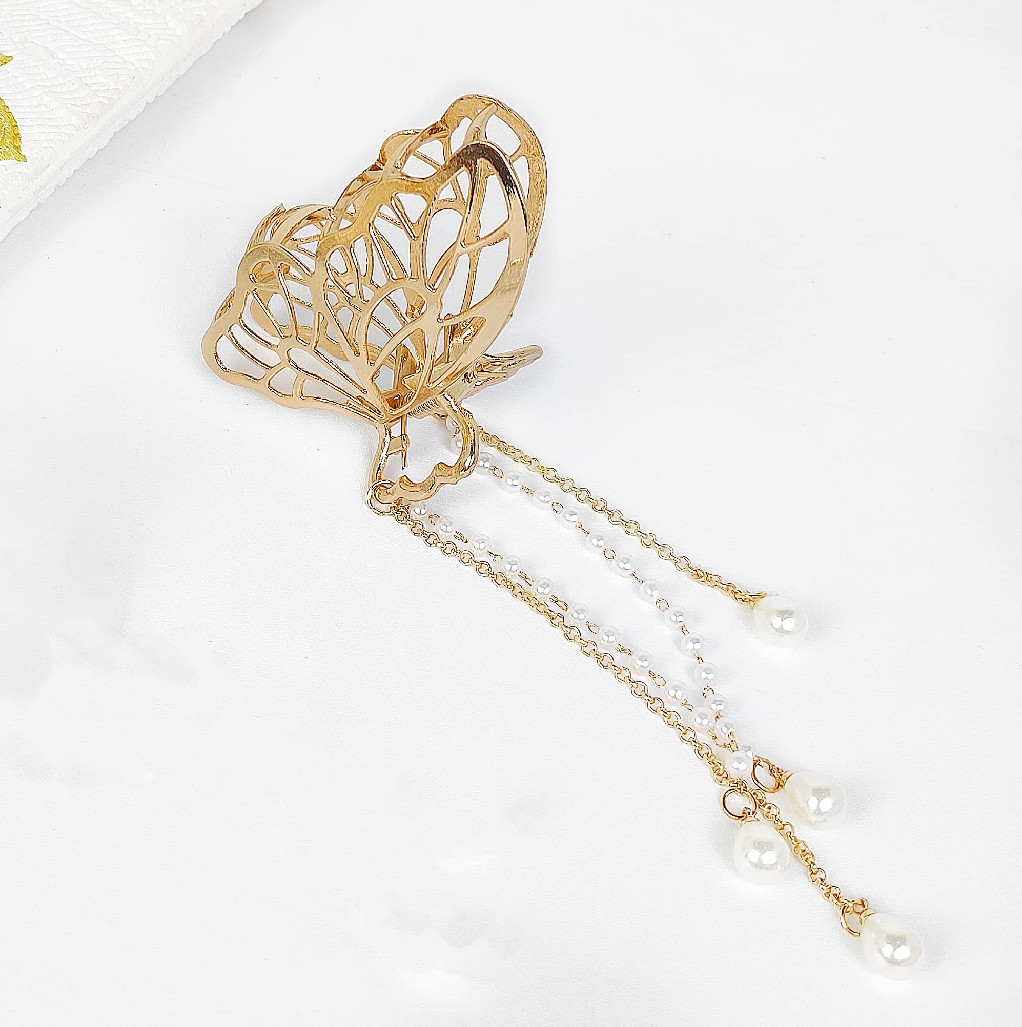 ANNACREATIONS Golden Large Metal Rhinestone Hair Claw Clip - Elegant Hair Accessories for Women & Girls - Perfect for Parties, Weddings and Special Occasions