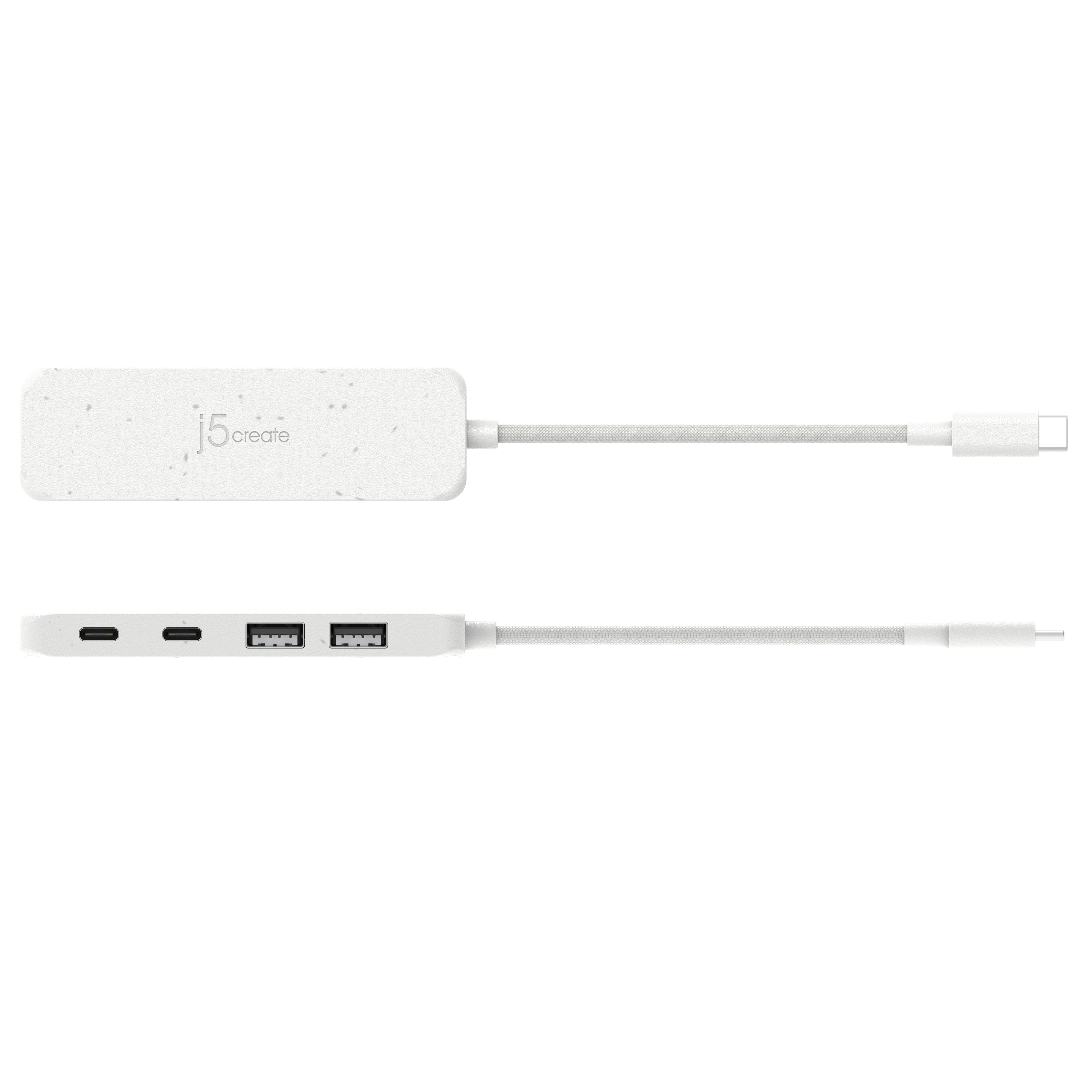 Eco-Friendly USB C Hub 4 Port - USB C to USB C & USB A 3.1 Gen 2 Adapter - Fast Data Transfer & Charging for MacBook, iPad, Laptop, Phone - Home Office & Travel Use