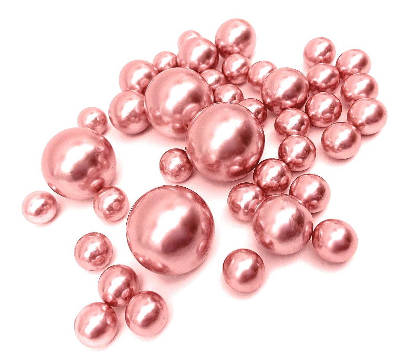 8 Packs Rose Gold Pearls - No Hole Jumbo & Assorted Sizes Vase Fillers for Wedding Centerpieces, Table Decor, Floating Candle Displays and Home Decoration