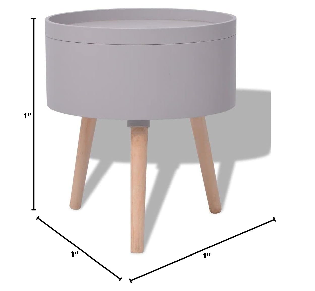 Modern Round Side Table with Serving Tray - 15.6