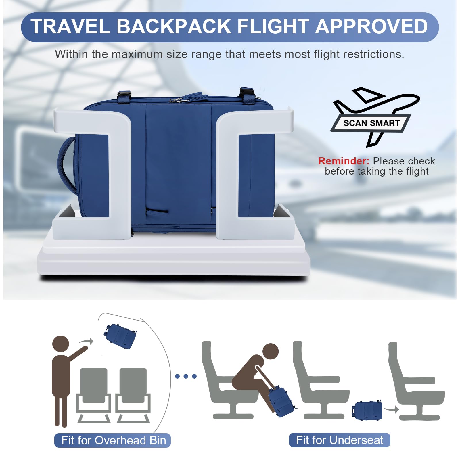 Coofay Travel Backpack for Men & Women - Airplane Approved Carry On Backpack with USB Charging Port, Water Resistant & Lightweight - Perfect for Business Trips, Hiking & Daily Commute