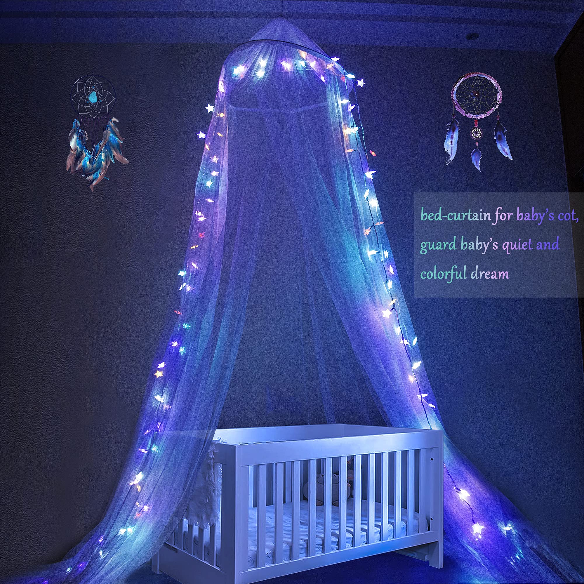 Obrecis Pink Princess Bed Canopy with 100 LED Star Fairy Lights - Remote Control Bed Tent for Girls, Twin to King Size - Perfect for Bedroom Decor, Kids' Sleepovers & Dreamy Nursery Themes