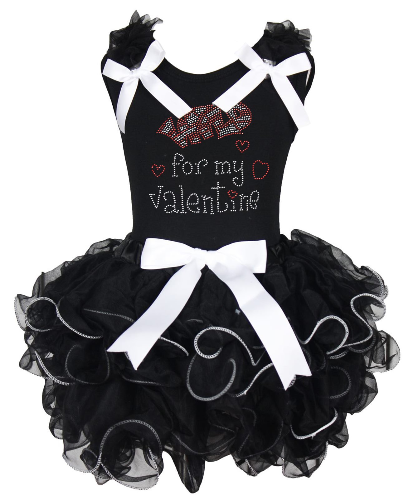 Valentine's Day Outfit for Girls - Black Cotton Shirt & Petal Skirt Set (Ages 1-8 Years) | Perfect for Valentine's Day Parties, School Events & Family Photos