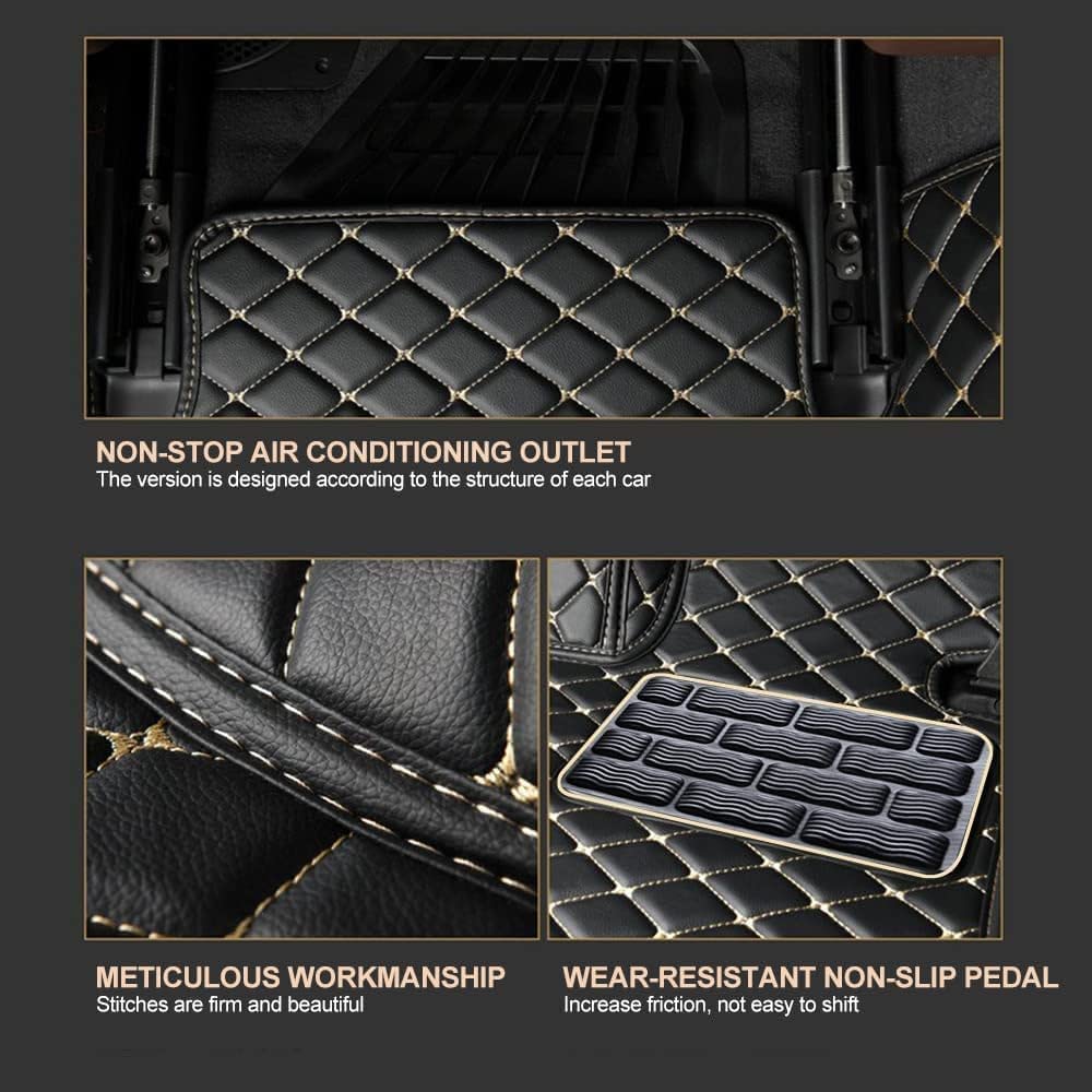 Premium Custom Car Floor Mats for Kia Optima 2011-2015 - Luxury Leather Waterproof Non-Slip Full Coverage Floor Liners (Black/Beige) - Perfect for All-Weather Protection & Interior Style Upgrade
