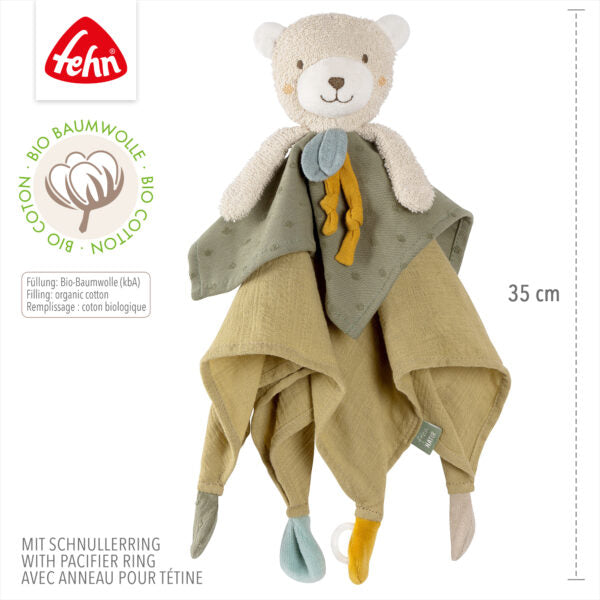 FehnNATUR Sensory Bear Comforter - Soft Plush Stuffed Animal Toy for Babies & Toddlers | Calming Cuddle Buddy for Sleep, Anxiety Relief & Sensory Development | Perfect Nursery Gift for Newborns & Kids