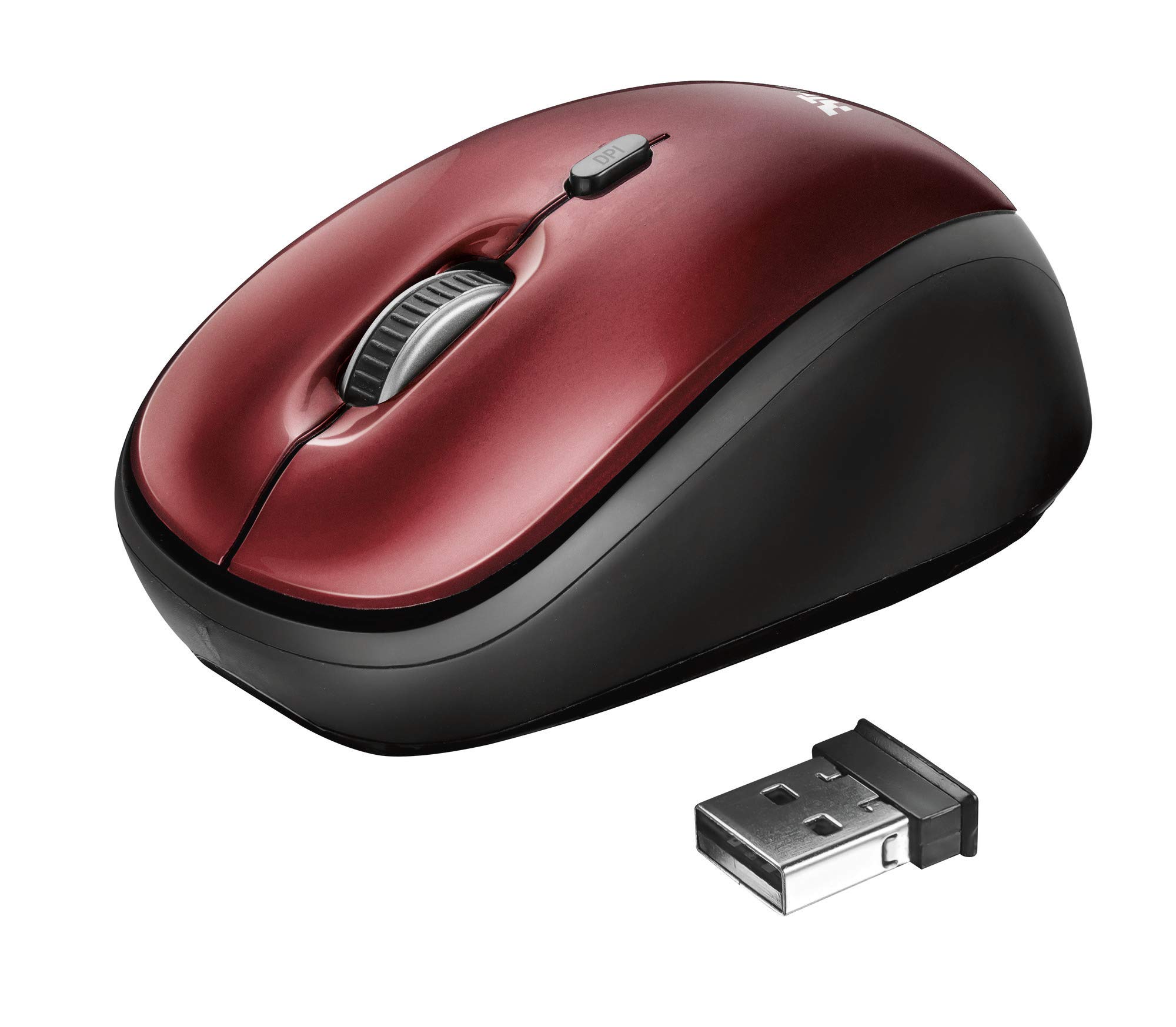 Trust Yvi Wireless USB Mouse for Computer and Laptop - Red | Ergonomic Design for Home, Office, and Gaming Use
