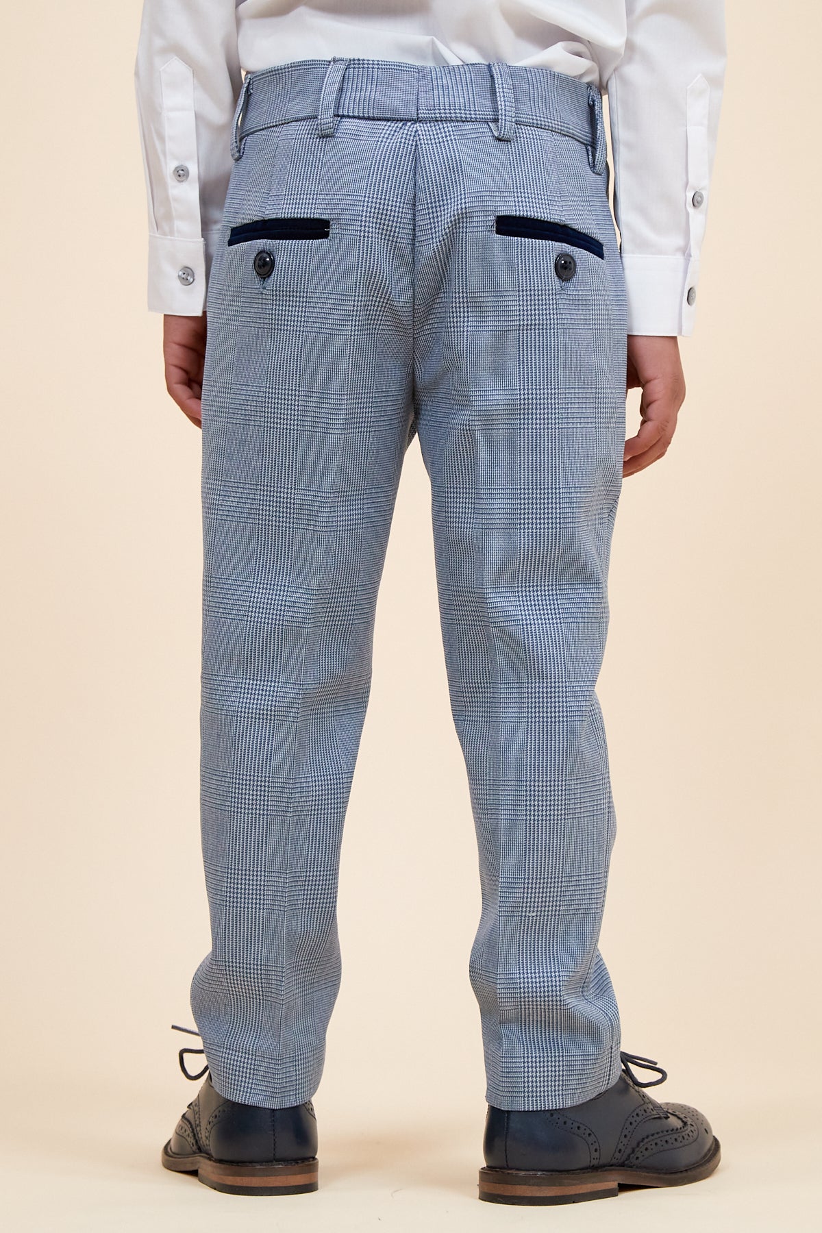 BROMLEY Kids' Sky Blue Check Print 3-Piece Suit for Boys - Formal Wear for Weddings, Parties & Special Occasions