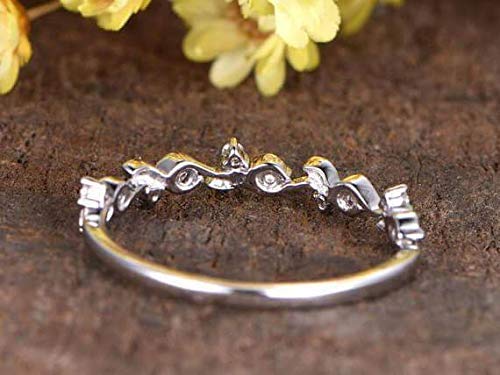 0.25 Carat Moissanite Wedding Band - Half Eternity Floral Ring for Women - 18K Gold Plated Stackable Anniversary Ring - Perfect for Bridal Jewelry, Engagement Stacking, or Gift Giving