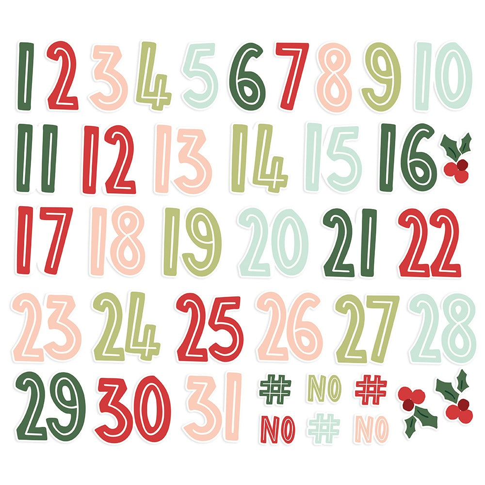 Baking Spirits Bright Bits & Number Die Cuts Journal Set - 40 Pieces/Pack for Scrapbooking, Card Making, and DIY Crafts - Perfect for Holiday Decorations, Gift Tags, and Memory Books