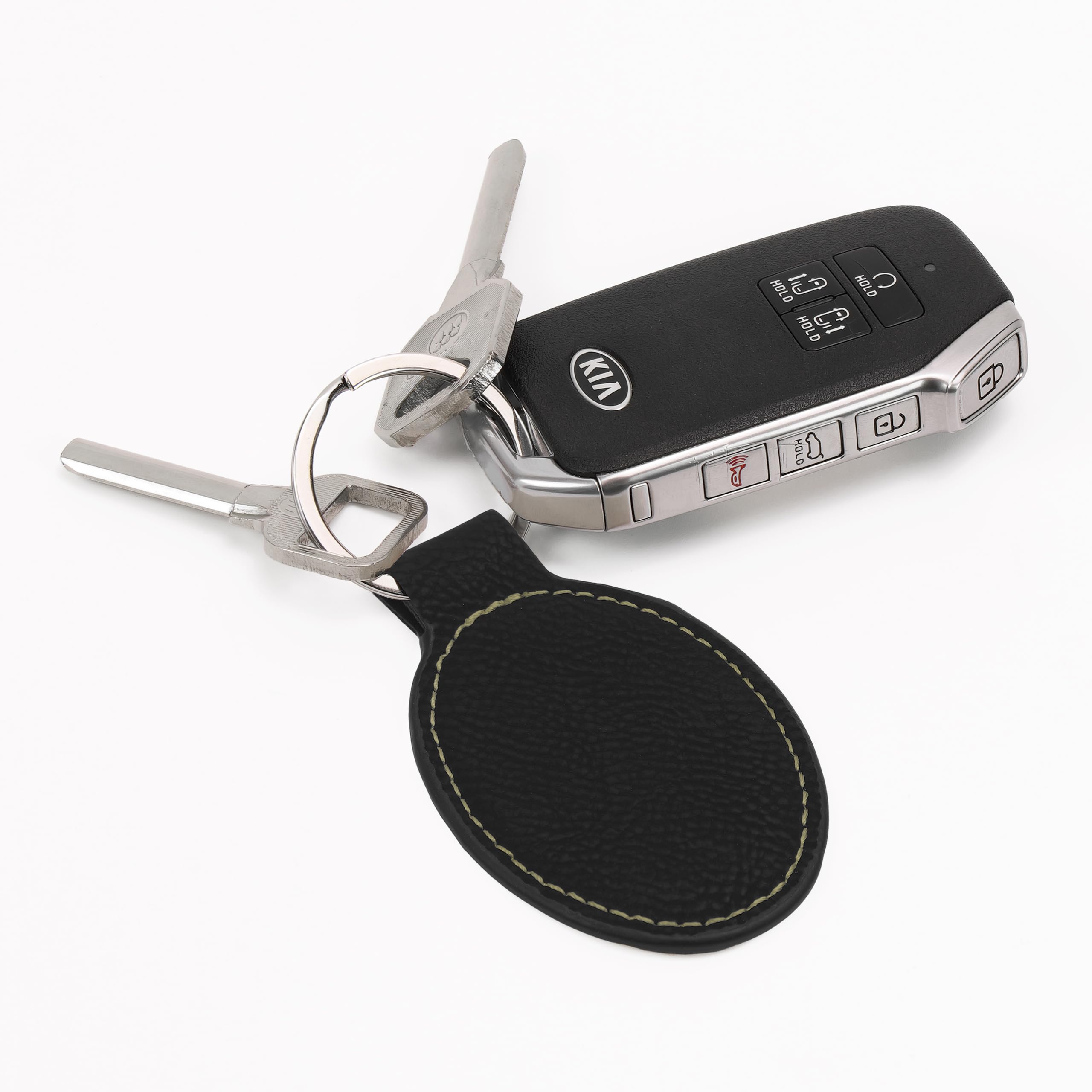 Custom Engraved LaserGram Oval Keychain with Hockey Sticks Design - Perfect Gift for Hockey Fans & Sports Enthusiasts