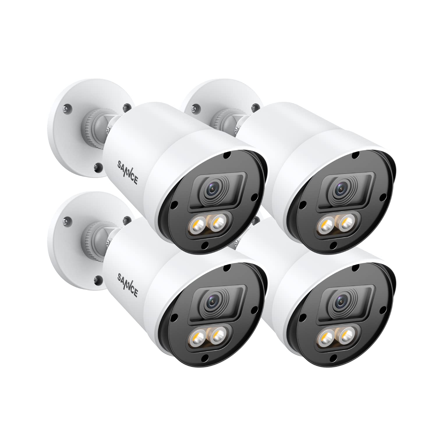 SANNCE 4 Pack 1080P TVI Security Camera System with 100ft True Full Color Night Vision, IP66 Weatherproof, 2 Warm Lights - BNC Cable & Adapter Included - Ideal for Home, Business & Outdoor Surveillance