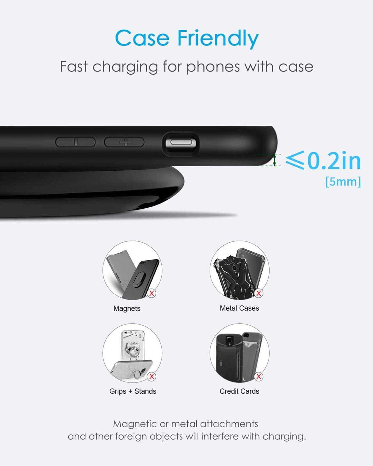 NANAMI Fast Wireless Charger - Qi-Certified 15W Wireless Charging Stand & Pad (2 Pack) for iPhone 15/14/13/12 Series, Samsung Galaxy S24/S23/S22/S21/S20/Note 20, AirPods Pro - Perfect for Home, Office & Travel Use
