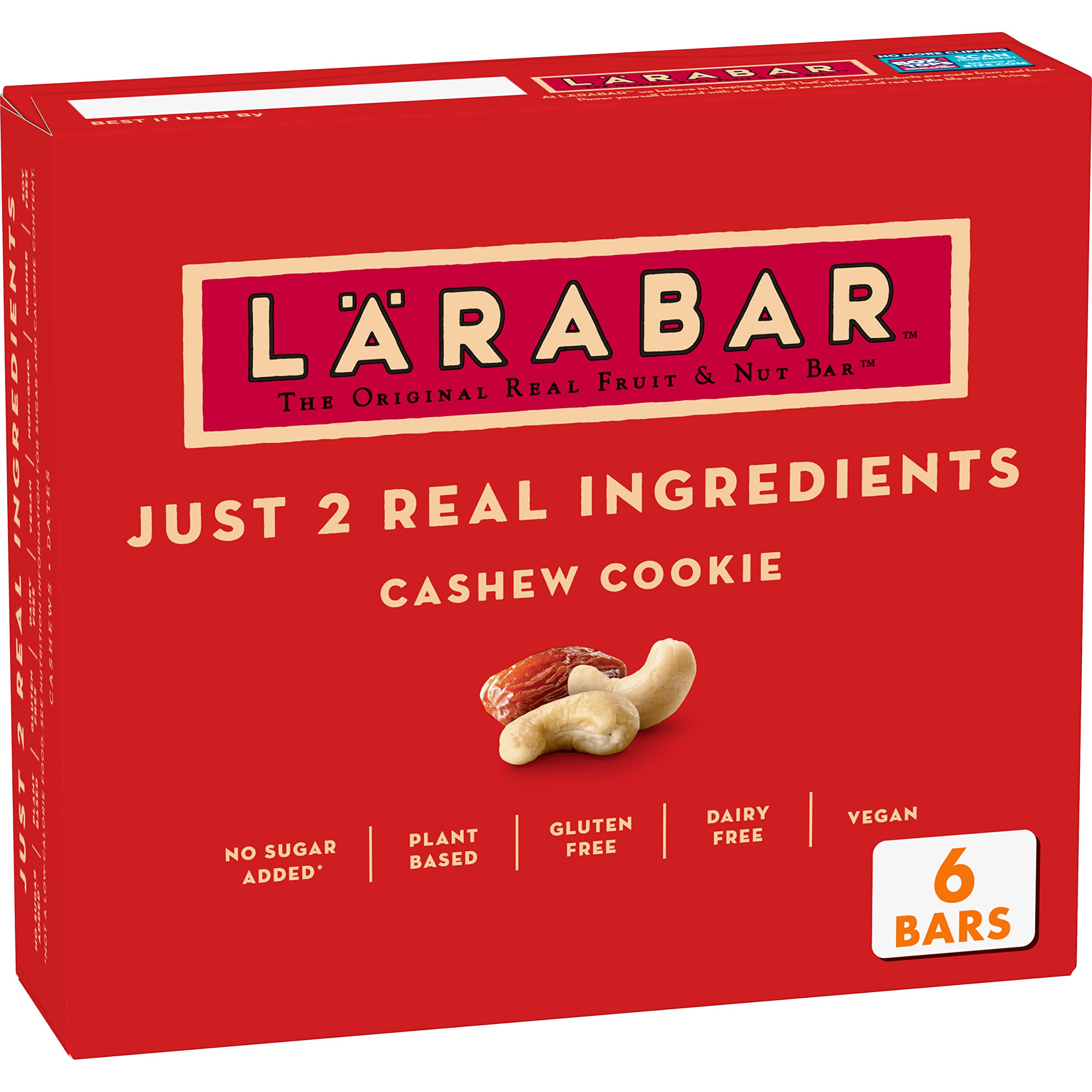Larabar Cashew Cookie Gluten Free Vegan Fruit & Nut Bar - 1.7 oz (6 Count) | Healthy Snack for Hiking, Travel & On-the-Go Energy