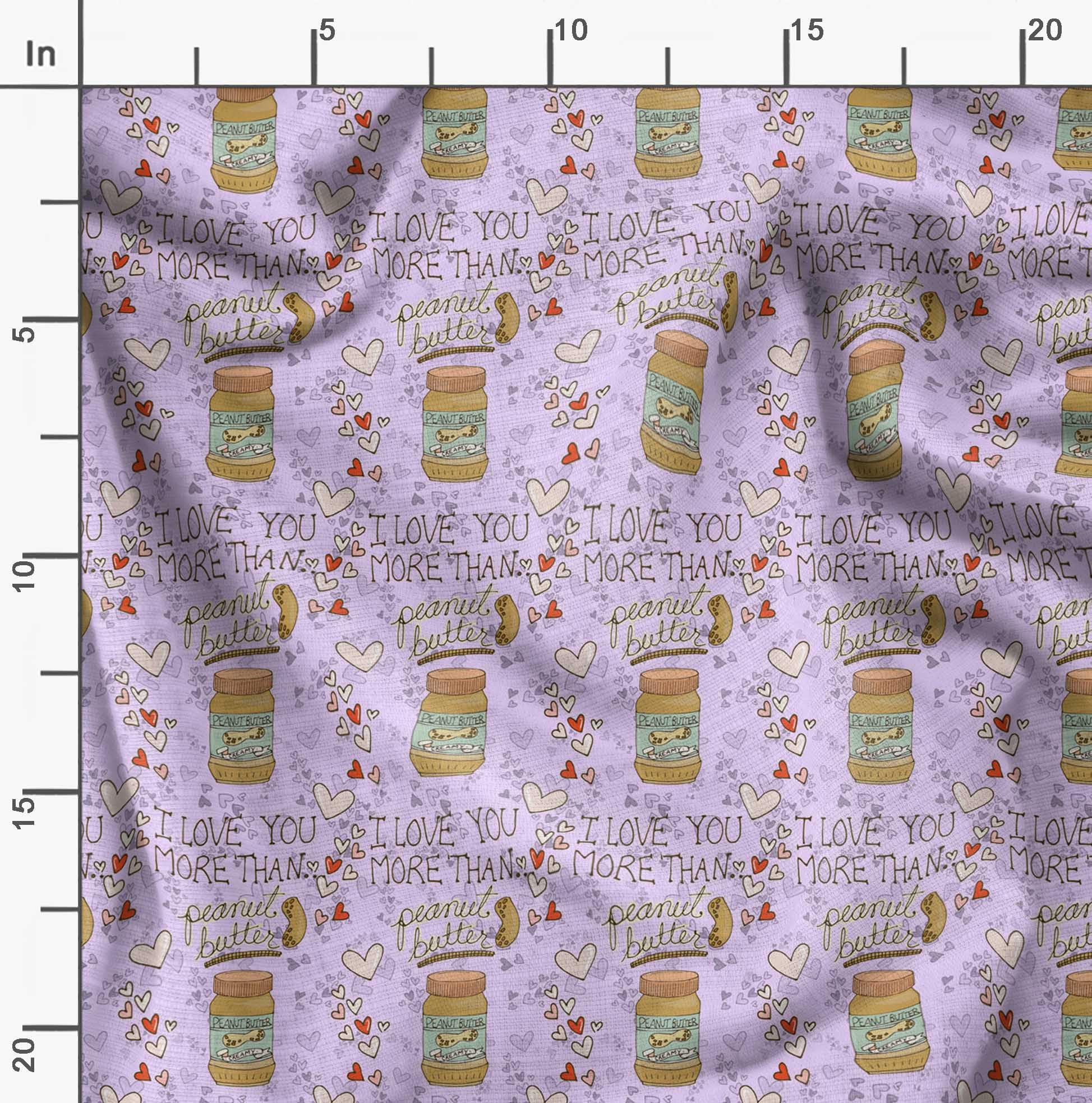 Soimoi 42 Inch Wide Purple Polyester Crepe Fabric by The Yard - Nutty Peanut Butter Food Print Material for DIY Crafts, Sewing, Quilting & Home Decor Projects - Playful Textured Design for Creative Sewing & Fashion Accessories