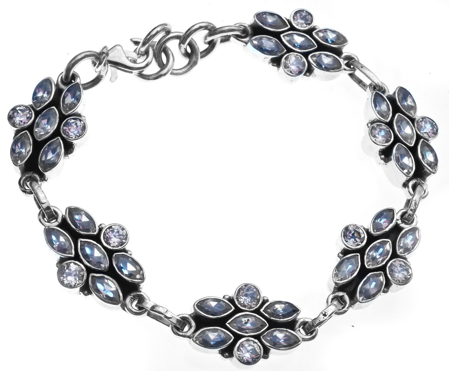 Faceted Gemstone Sterling Silver Bracelet for Women - Elegant Jewelry Gift for Birthday, Anniversary & Special Occasions