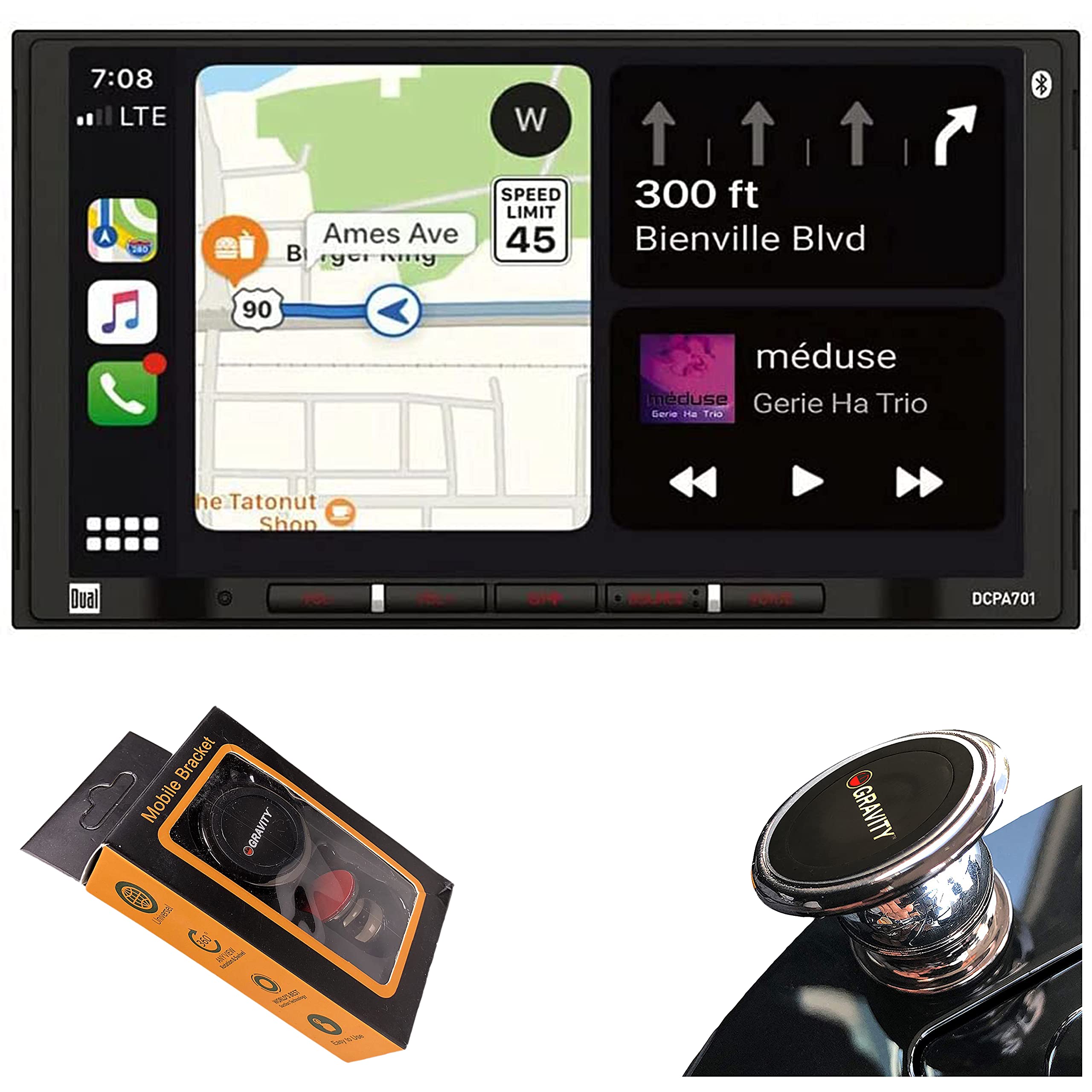 Dual Electronics DCPA701 7-Inch Single-DIN Car Stereo with Bluetooth, Android Auto, Wired Mirroring & Magnetic Phone Holder - Perfect for Hands-Free Calling, Music Streaming & Safe Driving in Your Vehicle