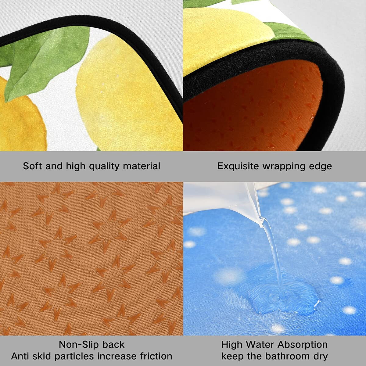 Emelivor Non-Slip Washable 2-Piece Kitchen Rug Set with Lemon Green Leaf Design - Anti-Skid Floor Mats for Home, Kitchen & Laundry Room - Perfect for Entryway, Sink Area & High-Traffic Spaces