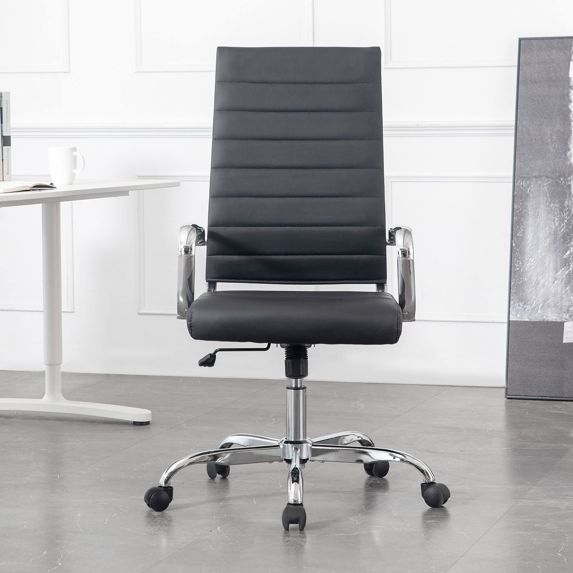 Ergonomic Modern Office Chair - Adjustable Leather Desk Chair with 360° Swivel & Lumbar Support - Perfect for Home Office, Gaming, and Executive Workspaces