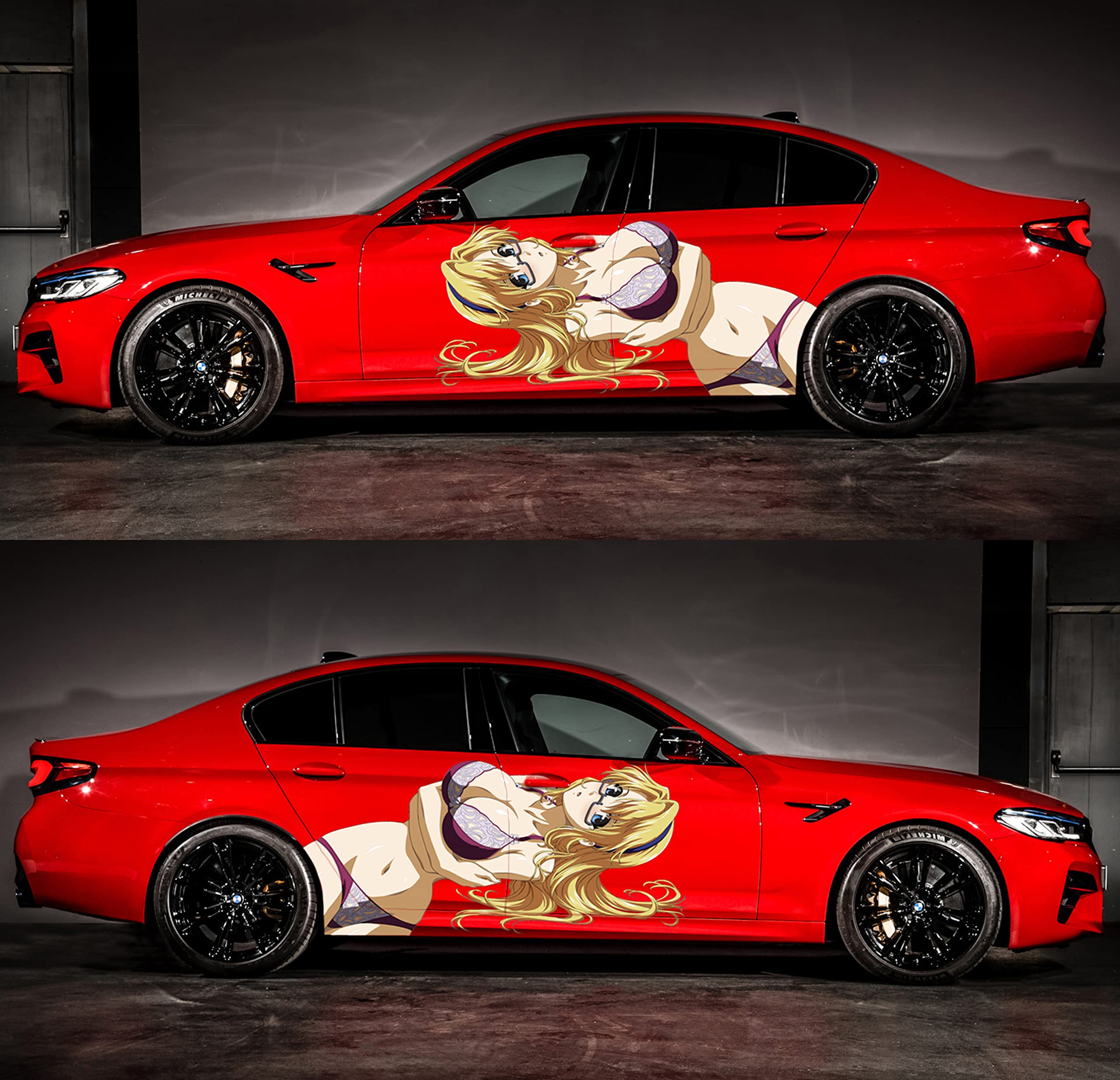 Anime Girl Vinyl Car Decals - 25x90 Inches Waterproof Stickers for Side Windows, Laptops & Walls - Cool Japanese Anime Graphics for Cars, Trucks & Home Decor