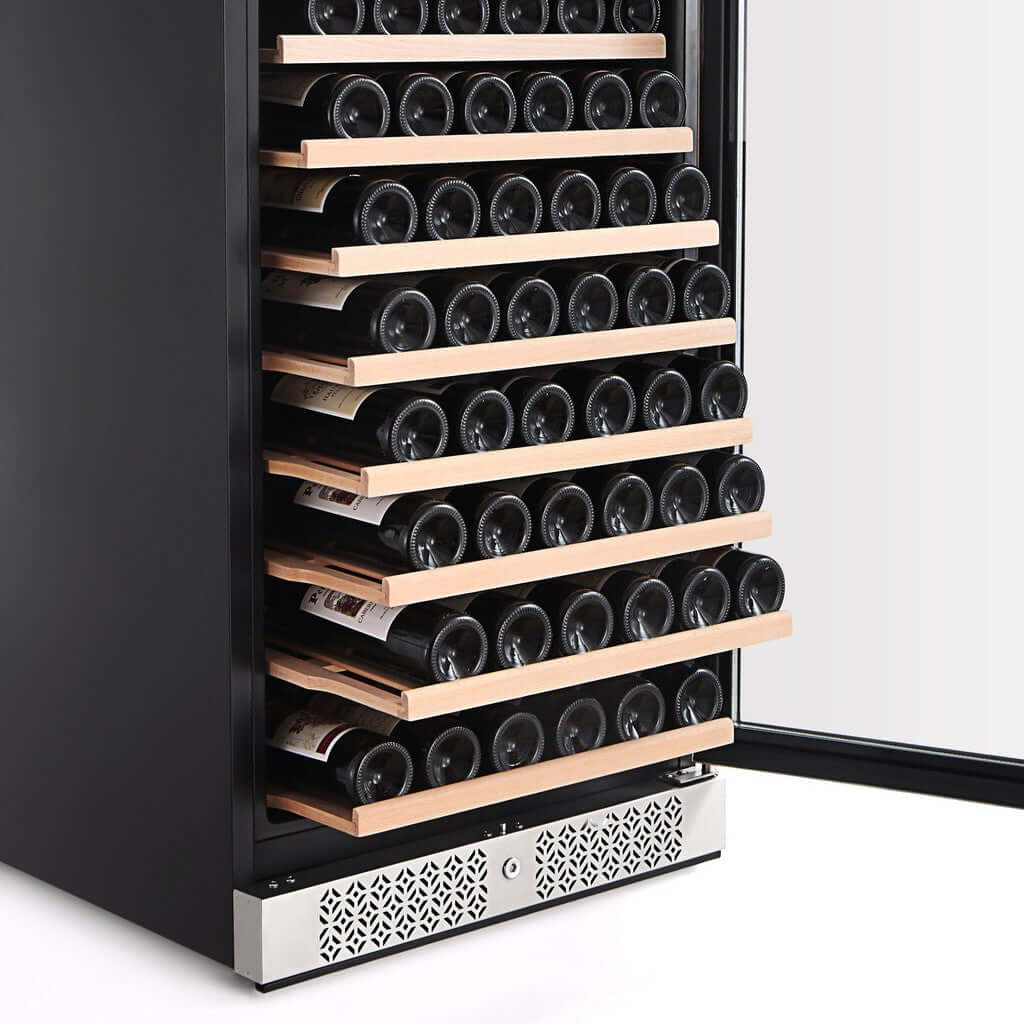 Empava 24 Inch 127 Bottle Single Zone Wine Cooler Refrigerator - Freestanding Wine Fridge for Home, Bar, or Restaurant (Model WC05S) - Perfect for Wine Storage, Entertaining, and Cellaring