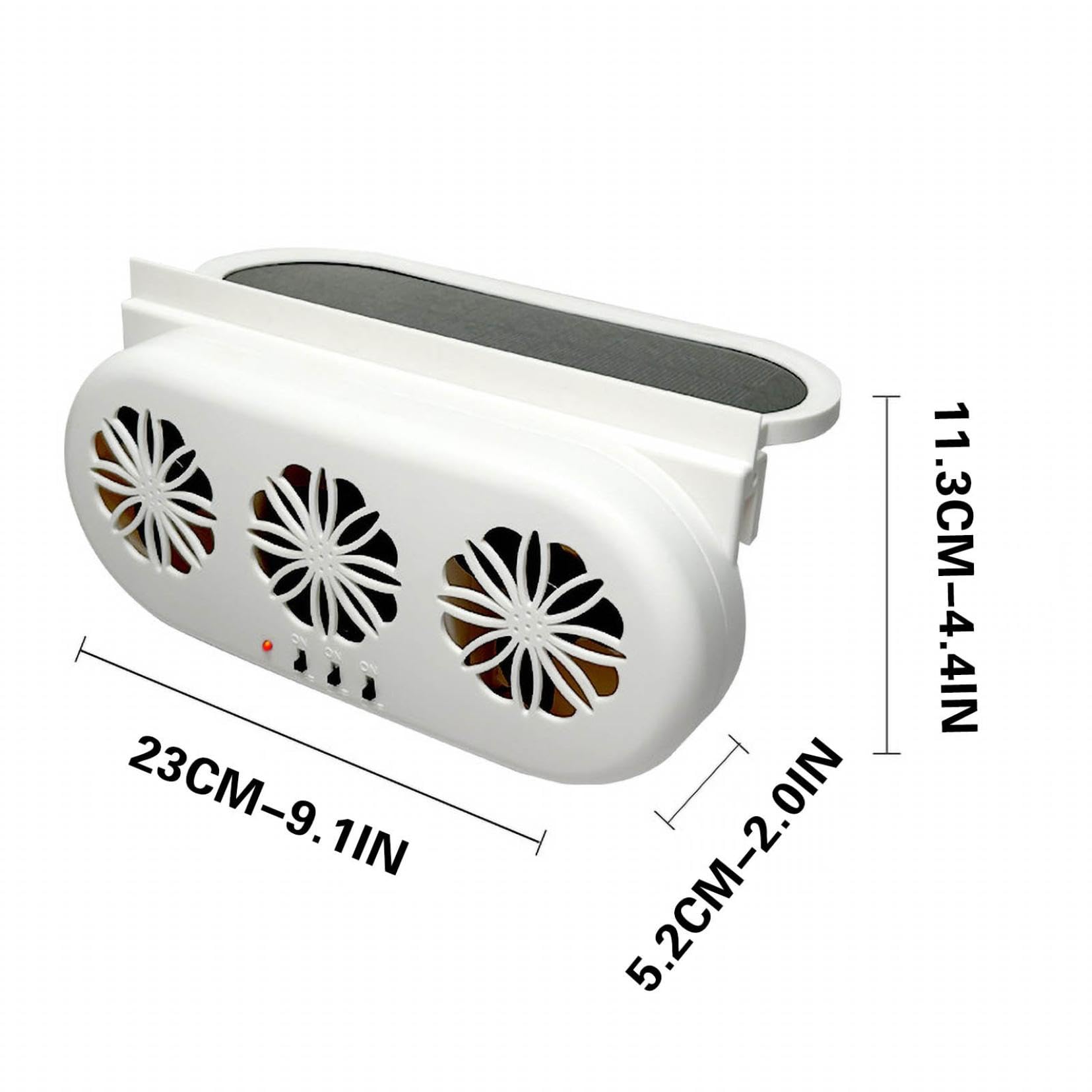 2024 Solar-Powered Car Window Vent Fan - 3 Air Outlet Auto Exhaust Fan with Solar Panel for Vehicle Ventilation - Universal Fit for Most Car Models (Black) | Keep Your Car Cool During Summer Road Trips & Parking
