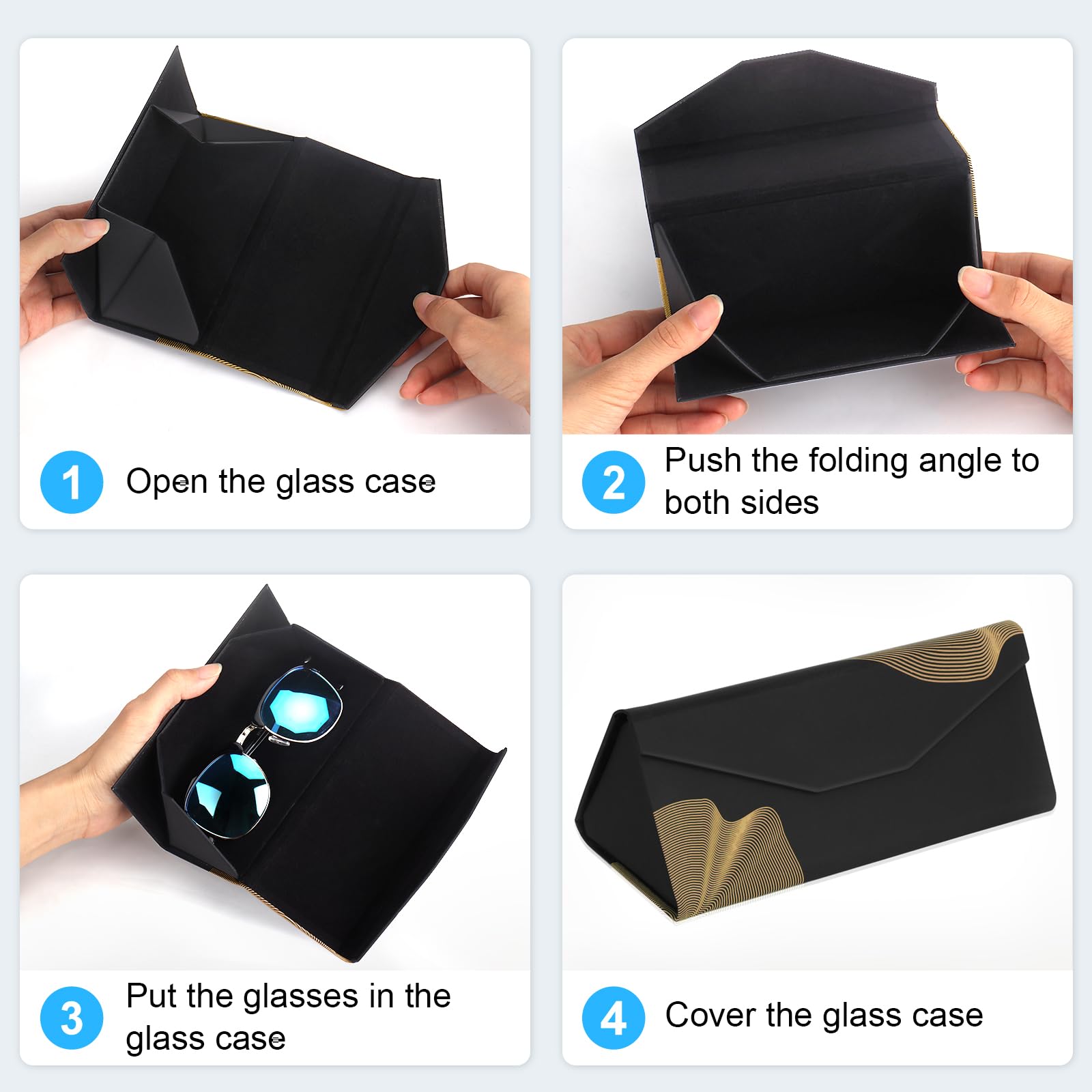 RayLove Foldable Magnetic Hard Shell Glasses Case - Protective Sunglasses & Eyeglasses Holder for Travel, Reading, and Everyday Use