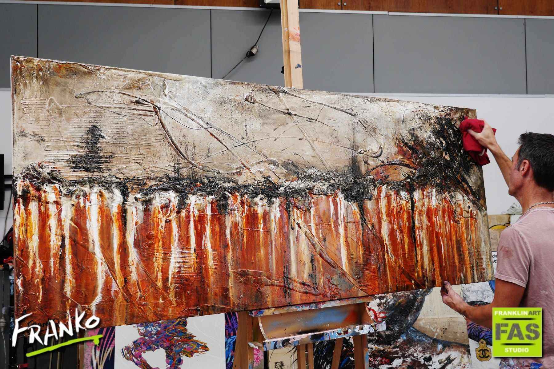 Rusted Times 200cm x 80cm Abstract Canvas Painting in Brown & White - Modern Wall Art for Living Room, Bedroom & Office Decor