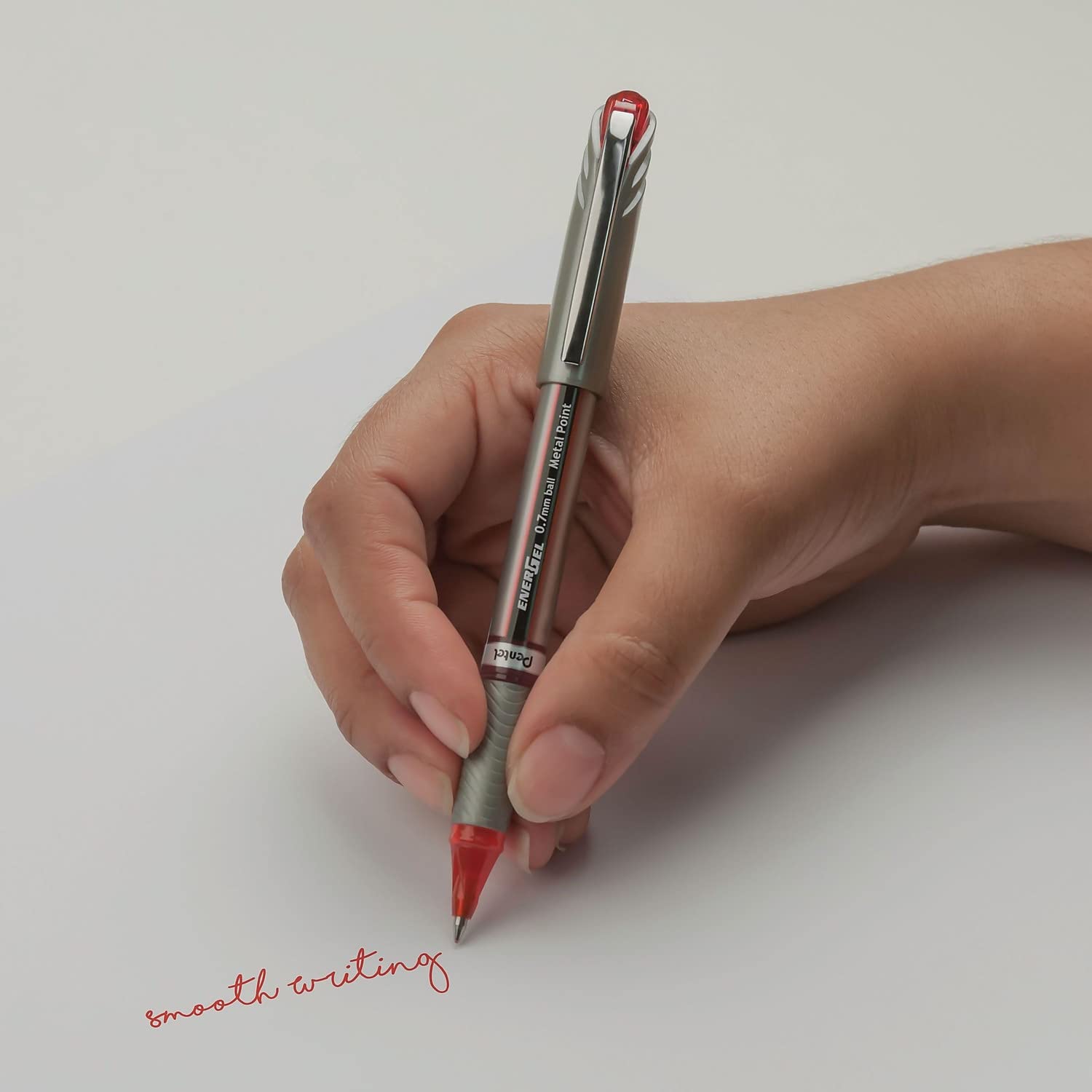 Pentel BL27B EnerGel NV Liquid Gel Pen - 0.7mm Fine Point, Red Barrel with Red Ink, 12-Pack - Perfect for Office, School & Note Taking