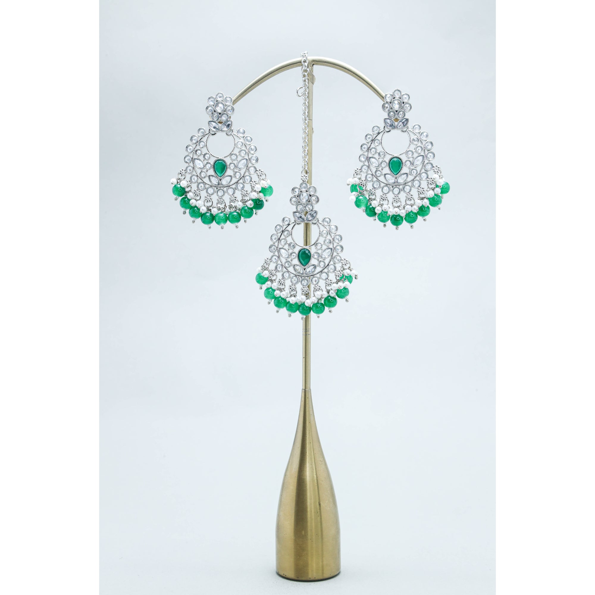 Tara Polki Earrings with Tikka - Exquisite Indian Jewelry for Weddings, Parties & Festive Occasions