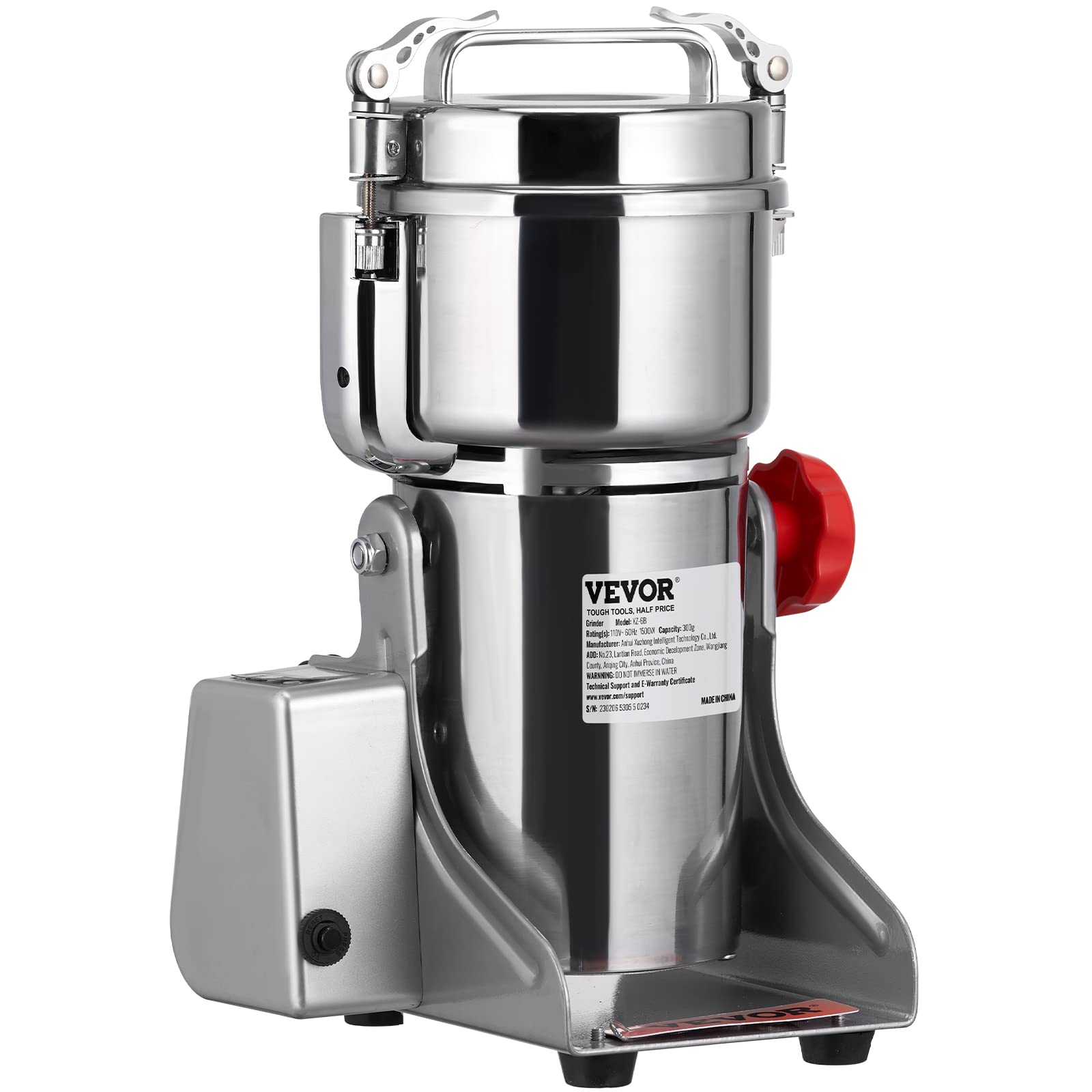VEVOR 700g Commercial Electric Grain Grinder - 2500W High-Speed Stainless Steel Mill for Coffee, Corn, Pepper & Dry Grains | Perfect for Home Kitchens, Bakeries & Coffee Shops