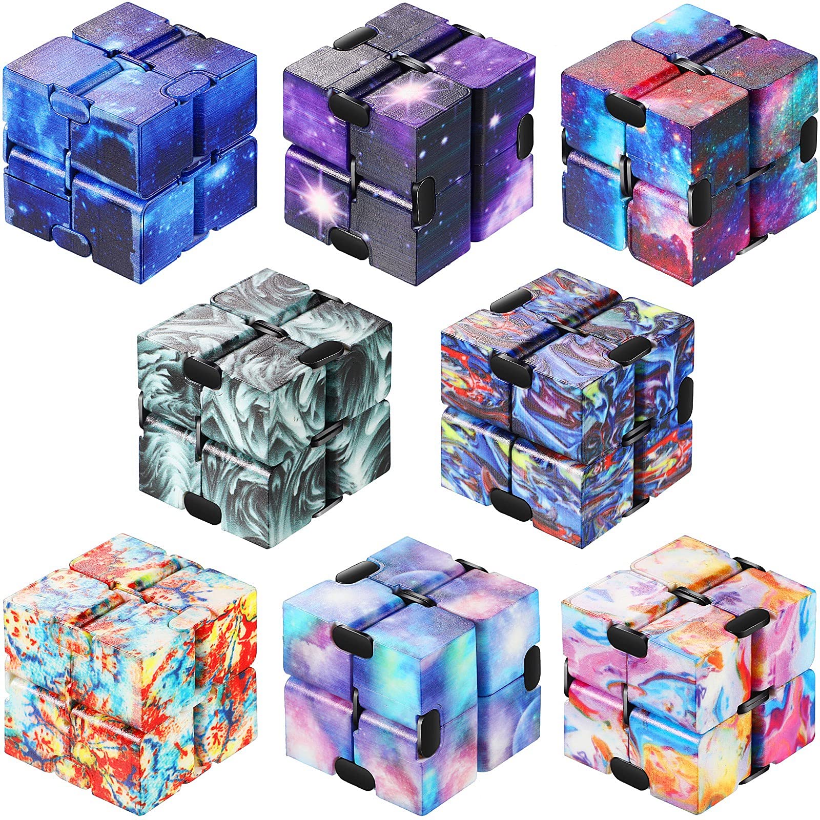 8 Pack Infinity Cube Fidget Toys for Stress Relief, Anxiety & Focus - Mini Infinite Cube Handheld Desk Toys for Teens & Adults - Perfect for Office, School, Travel & ADHD Sensory Therapy (Chic Style)