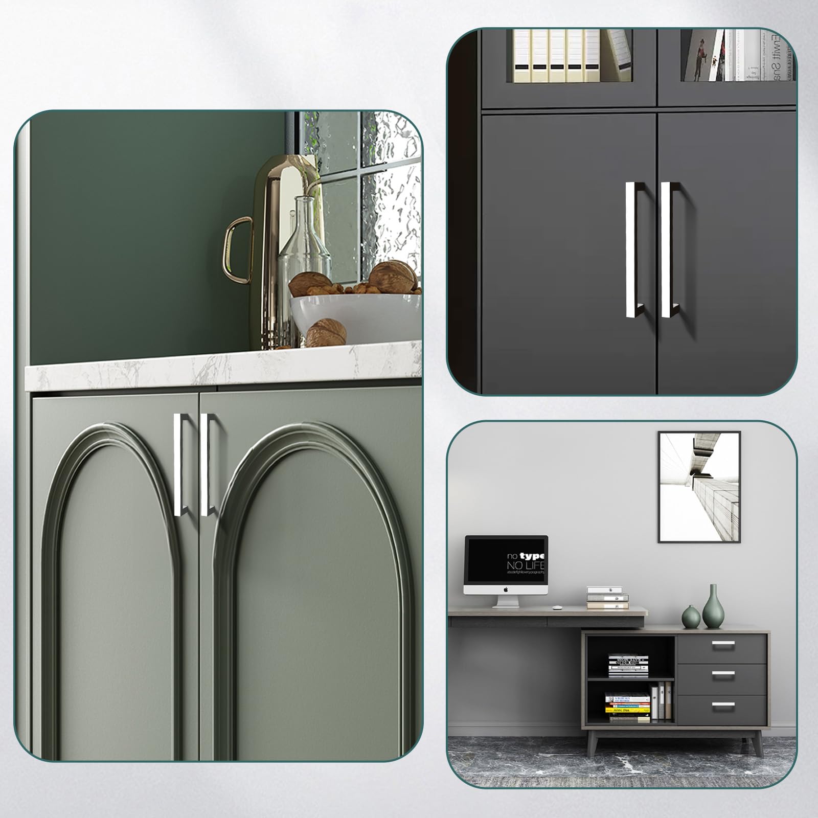 GOBEKOR 25 Pack Polished Chrome Cabinet Handles - 7-1/2 Inch Hole Centers, Solid Square Bar Drawer Pulls for Modern Kitchen Cabinets & Dressers | Durable Chrome Cabinet Hardware for Home Renovation & Furniture Upgrade