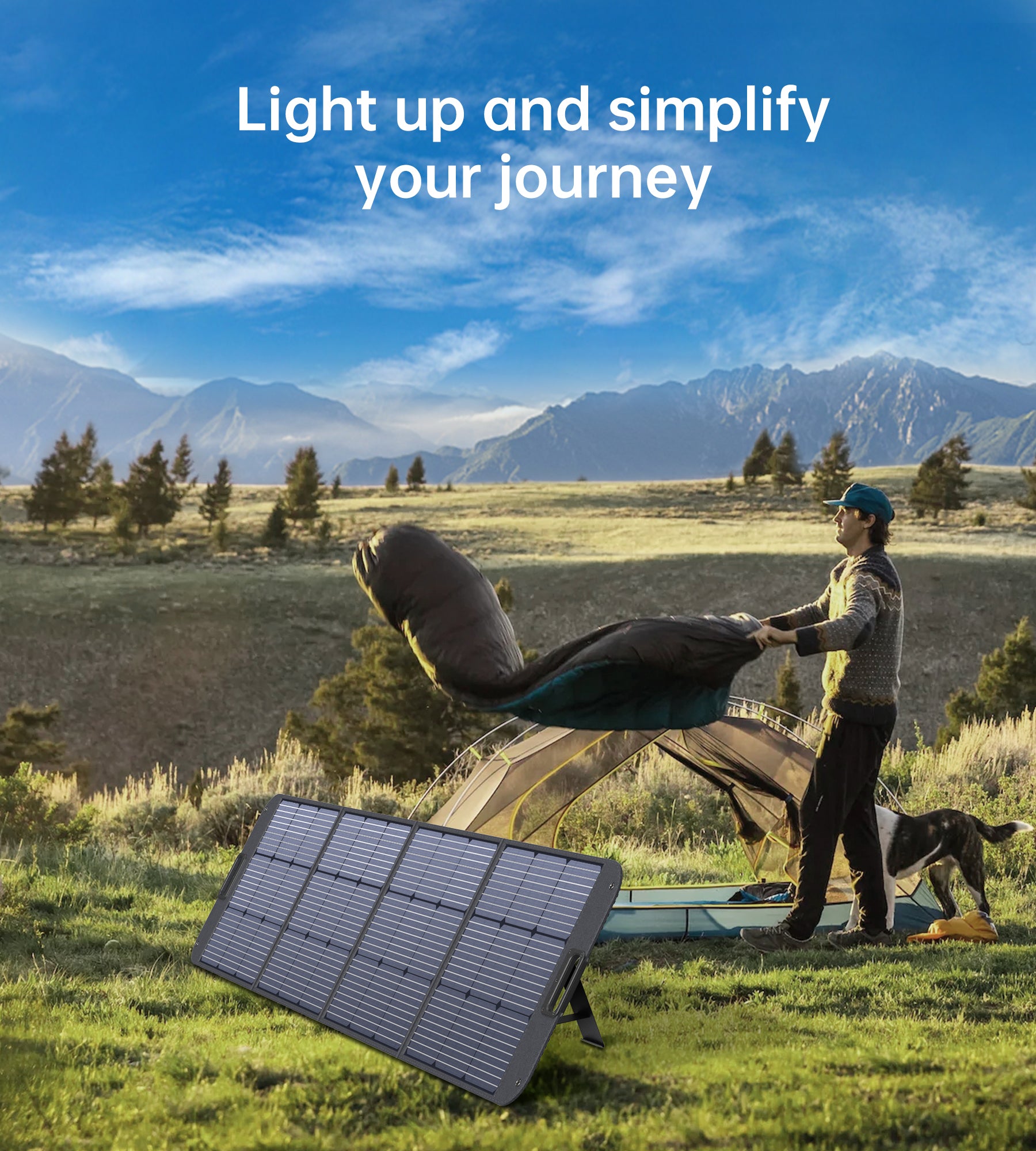 200W Foldable Solar Charger - Portable Solar Panel for Camping, Hiking, RV & Emergency Power - Lightweight & Waterproof for Outdoor Adventures