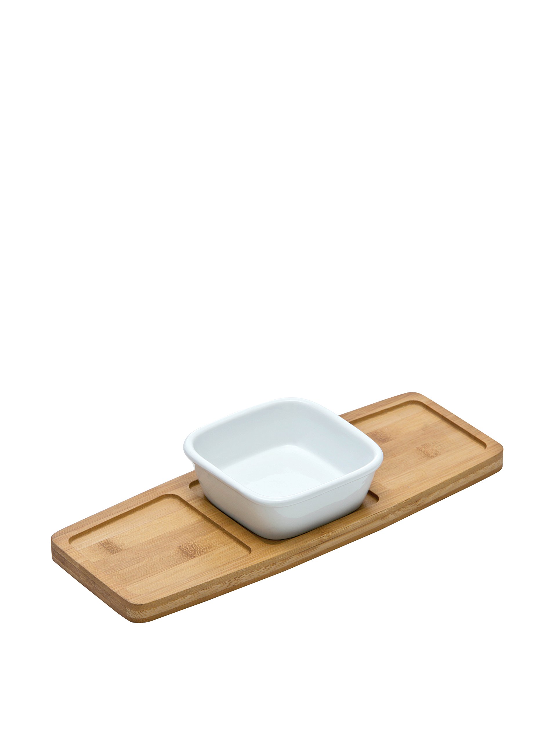 Premium Snack Bowl with Bamboo Tray - White | Elegant Serving Dish for Chips, Nuts & Appetizers | Perfect for Parties, Movie Nights & Home Entertaining