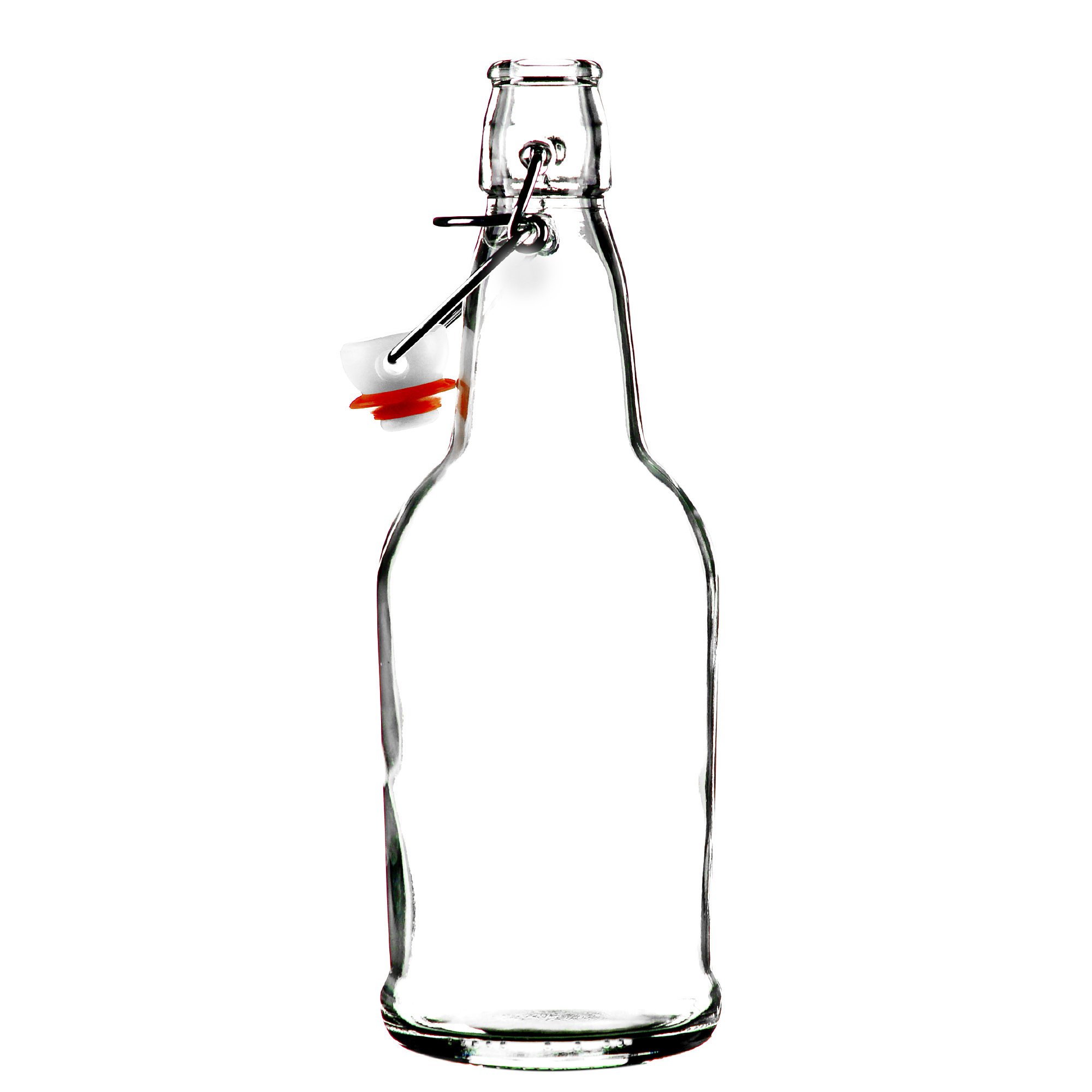 EZ Cap 16 oz Clear Flip Top Beer & Kombucha Bottles - 12 Pack with Original Cherry Blossom Hardware - Reusable Mason Jar Bottles for Home Brewing, Fermenting & Craft Beverages