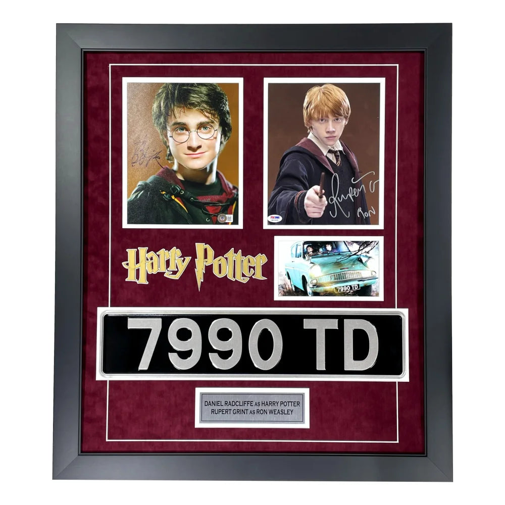 Daniel Radcliffe & Rupert Grint Harry Potter Signed 8x10 Photo - Framed Collectible with COA PSA BAS Authentication - Perfect for Potterhead Collections, Fan Cave Decor, and Autograph Memorabilia Displays