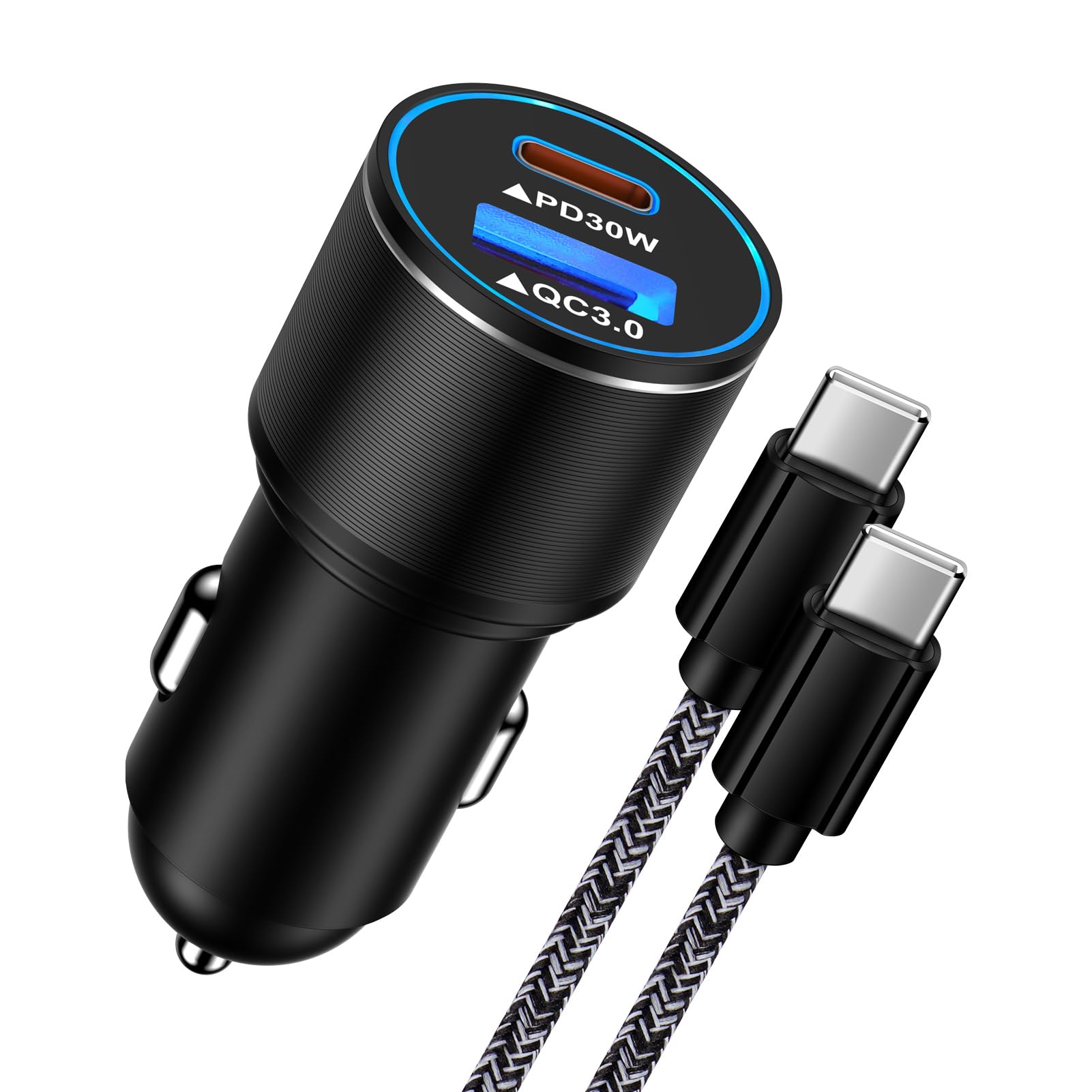 48W Fast Car Charger USB C Cigarette Lighter Adapter - Dual Port Quick Charge for Google Pixel 8/7/Pro/7a/6, Samsung Galaxy S23/S22/S10/A14 5G/A34, iPhone 15 - Perfect for Road Trips & Daily Commute